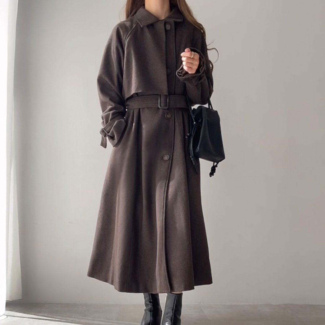 フィルー FILLOU FILLOU ヨークデザインフレアロングコート