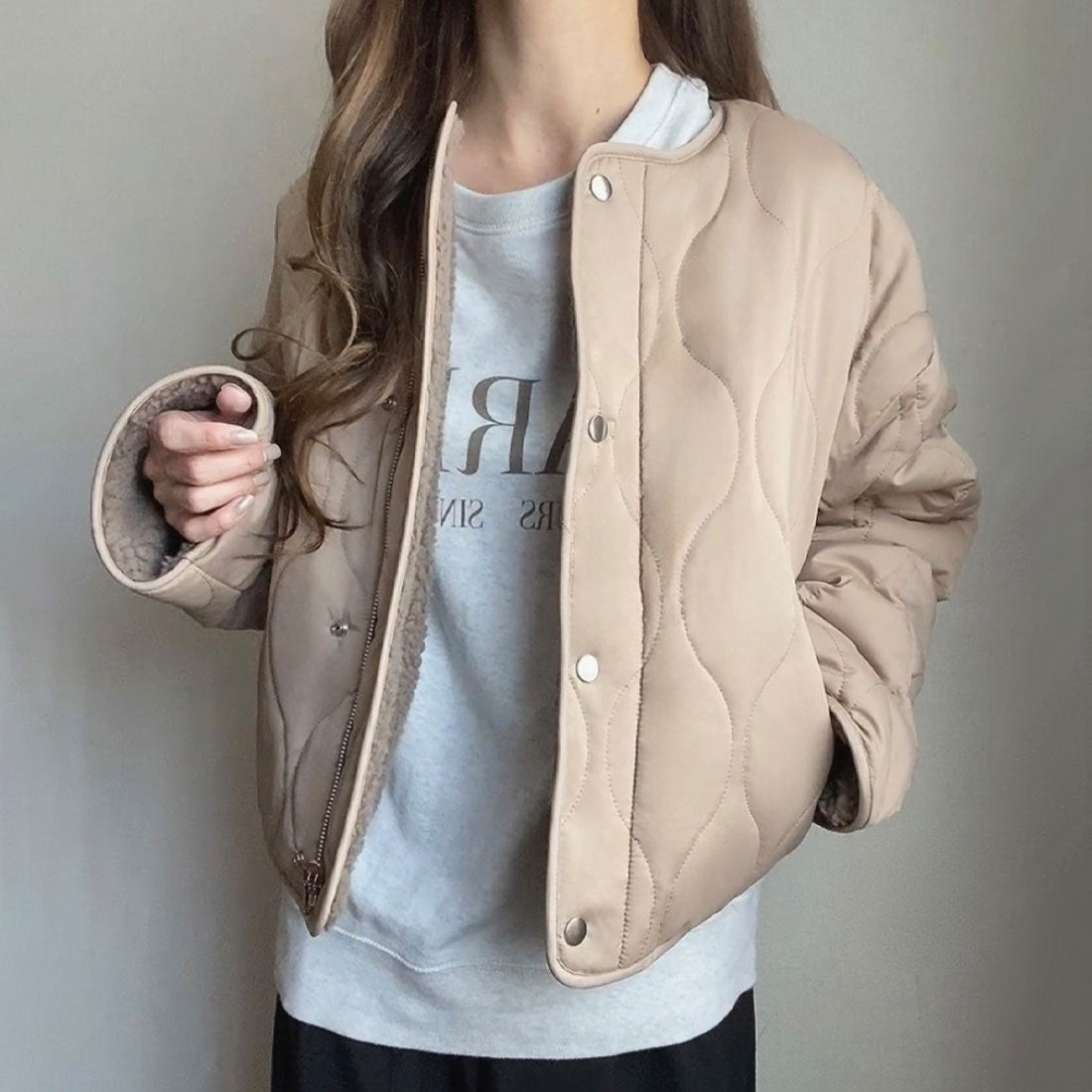 フィルー FILLOU FILLOU リバーシブルキルティングボアショートジャケット
