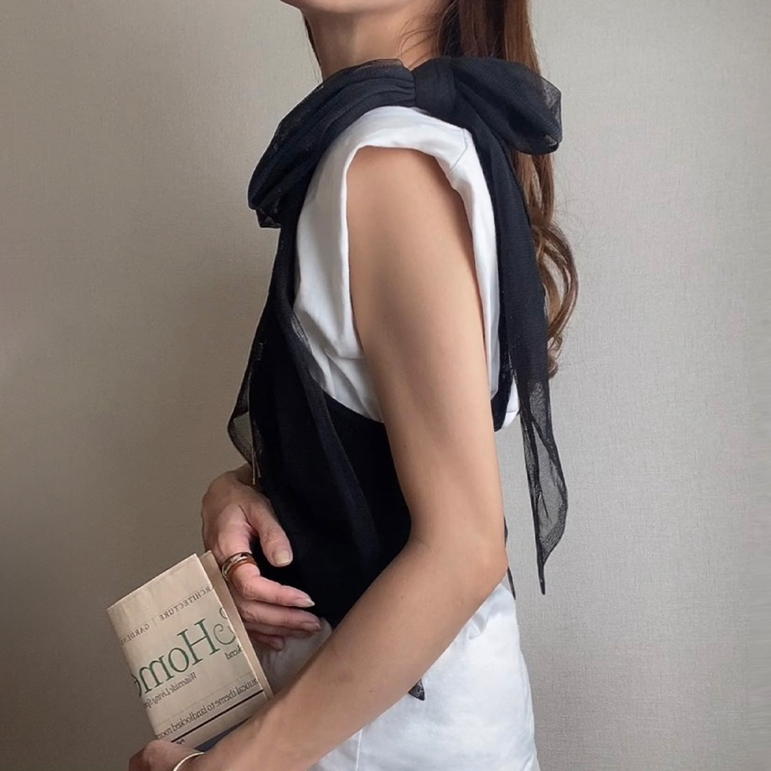 FILLU FILLOU Tulle Ribbon Knit Bustier