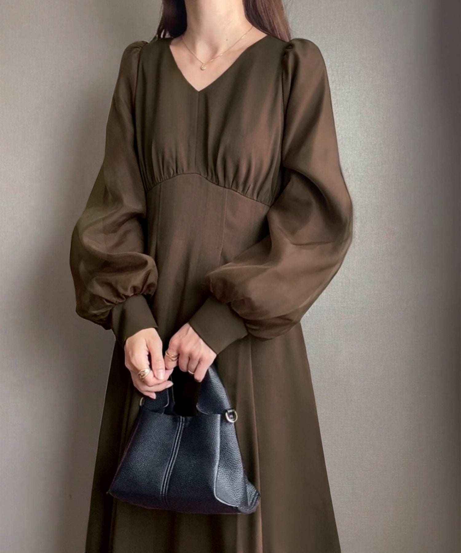 FILLU FILLOU Waist Tuck Organza Layered Sleeve Dress
