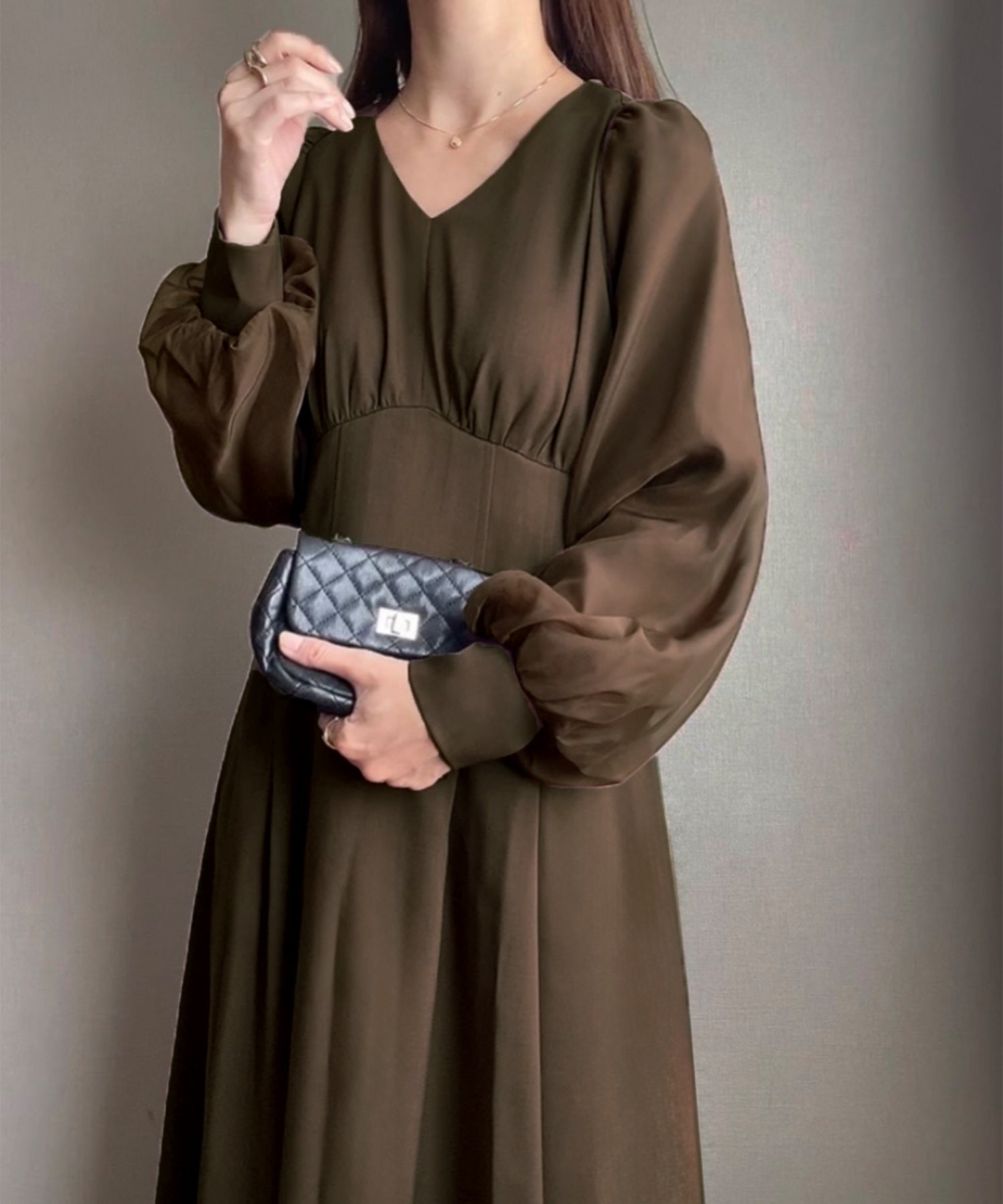 FILLU FILLOU Waist Tuck Organza Layered Sleeve Dress