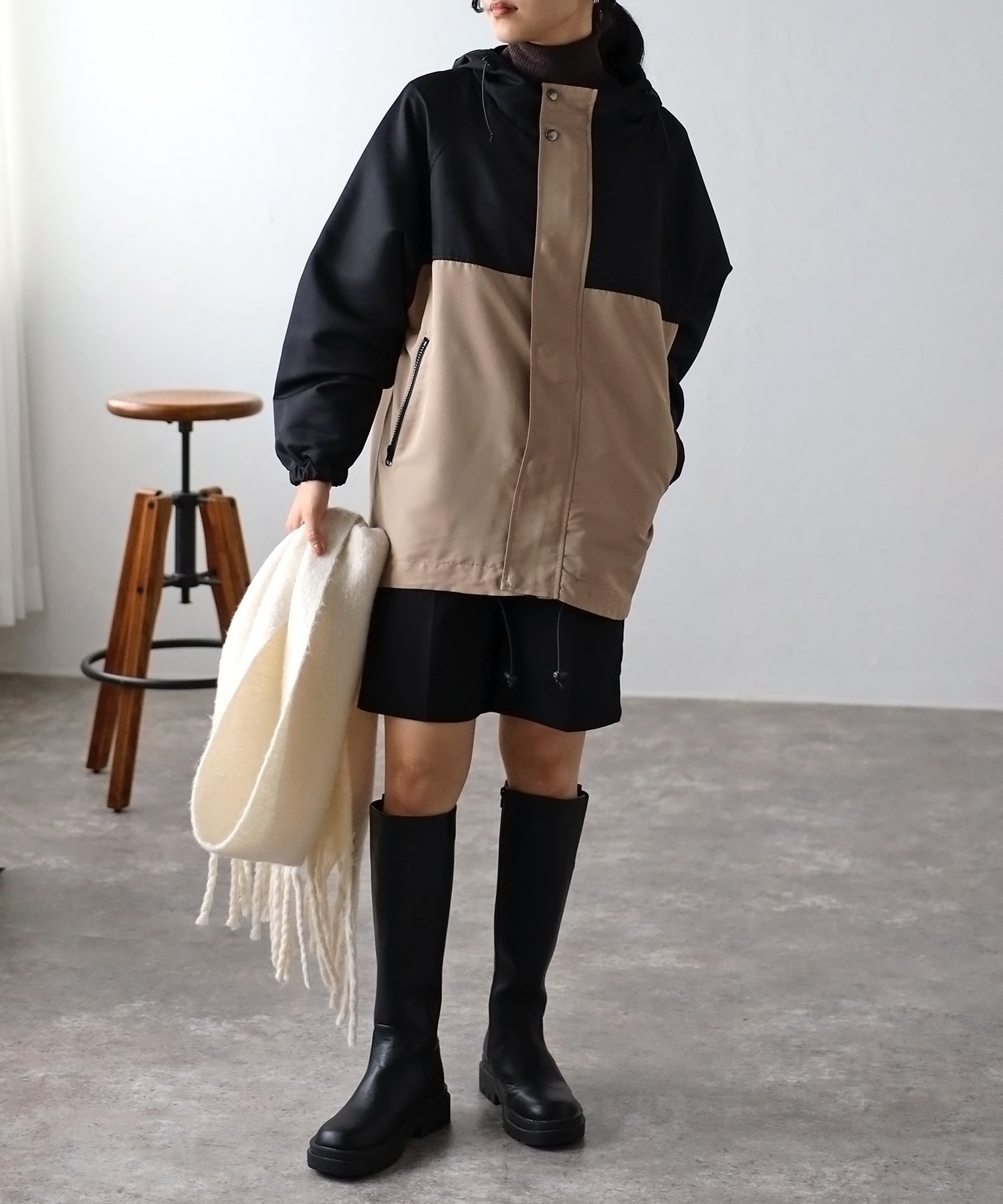 フィズ Fizz フード付きマウンテンパーカー  AW マンパ オーバーサイズ アウトドア