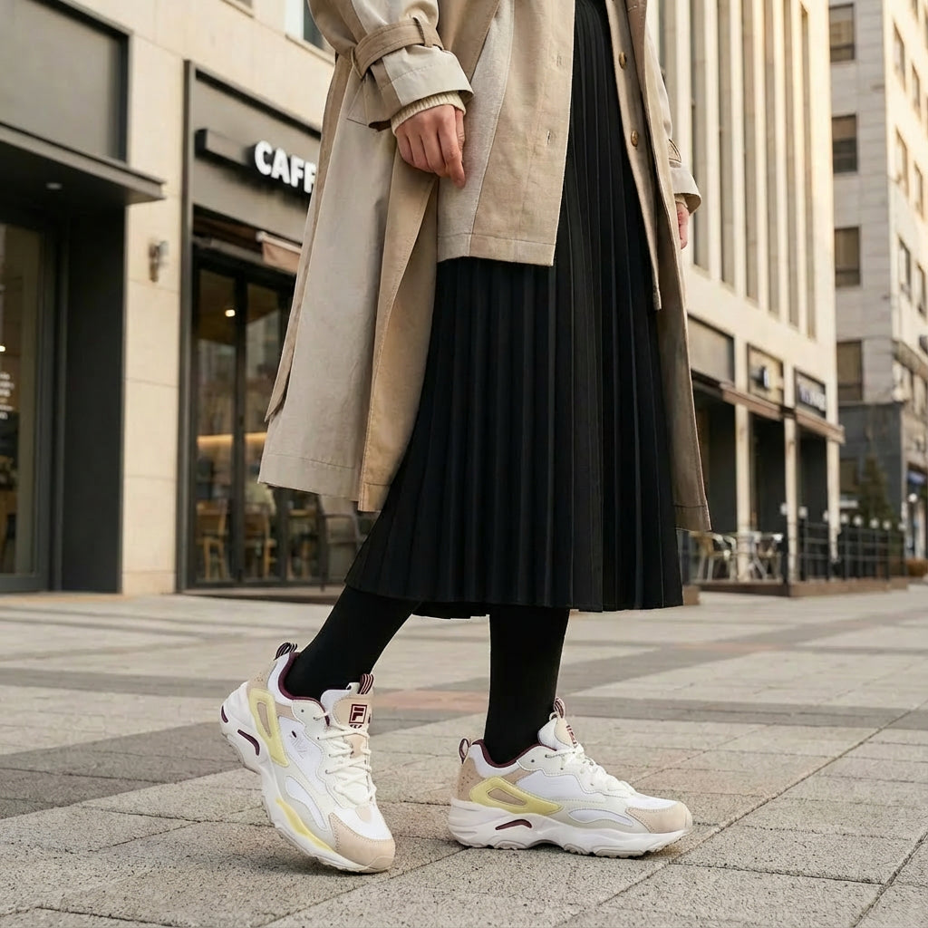 フィラ FILA RAY TRACER BOX / レイトレーサーボックス / 厚底カジュアルスニーカー （STAR WHITE/OYSTER GREY/YELLLOW） STAR WHITE/OYSTER GREY/YELLLOW