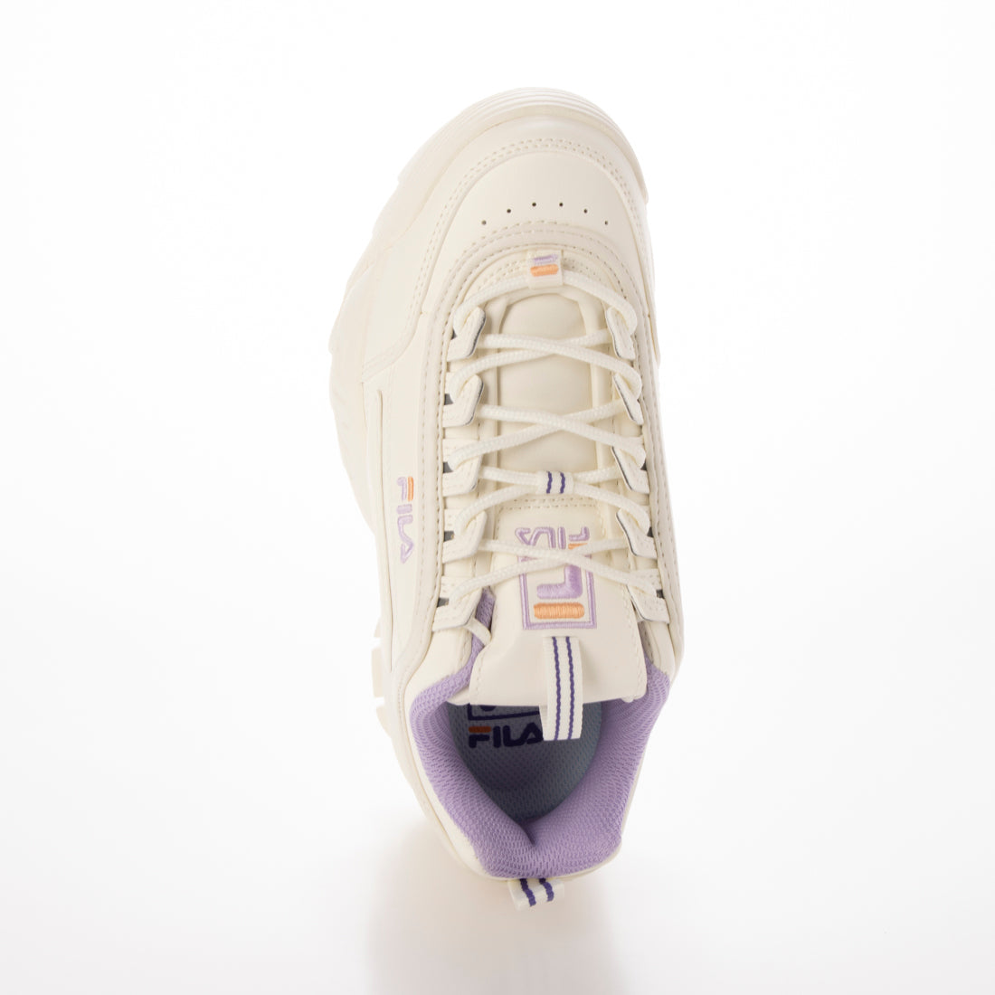 フィラ FILA フィラ FILA DISRUPTOR II/ディスラプター2 定番厚底スニーカーシューズ/SNOW WHITE/PURPLE/ORANGE  USS25007-148 （SNOW WHITE/PURPLE/ORANGE） SNOW WHITE/PURPLE/ORANGE