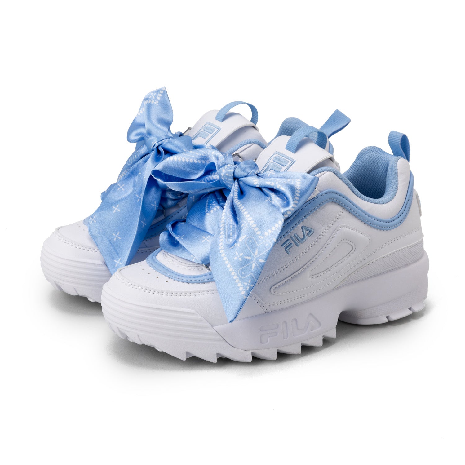 フィラ FILA DISRUPTOR 2 SCARF / ディスラプター2スカーフ / 厚底スニーカー （PURE WHITE/Blue Bell） PURE WHITE/Blue Bell