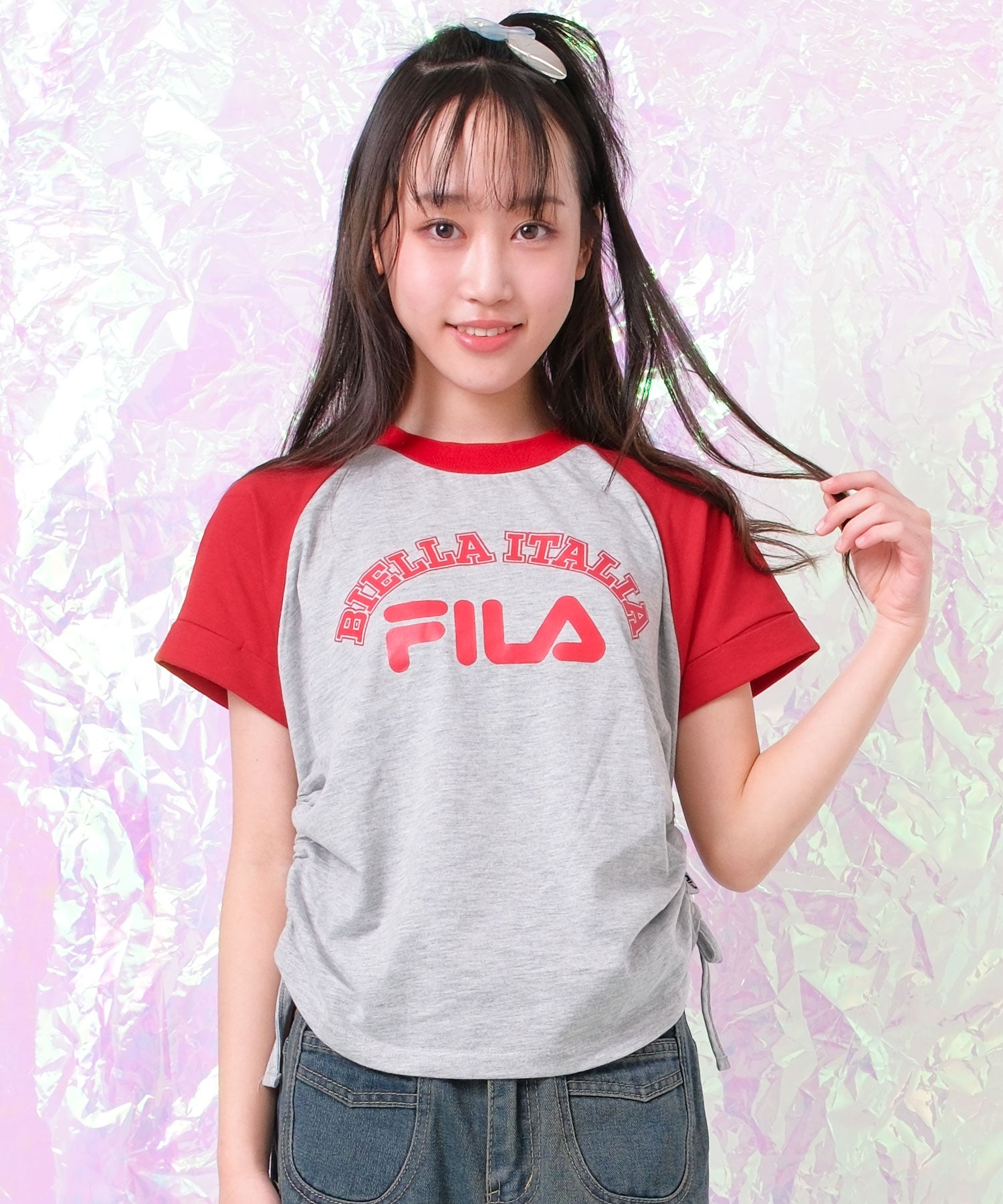 フィラ FILA FILA キッズ サイドギャザーラグランTシャツ （03/杢グレー） 03/杢グレー