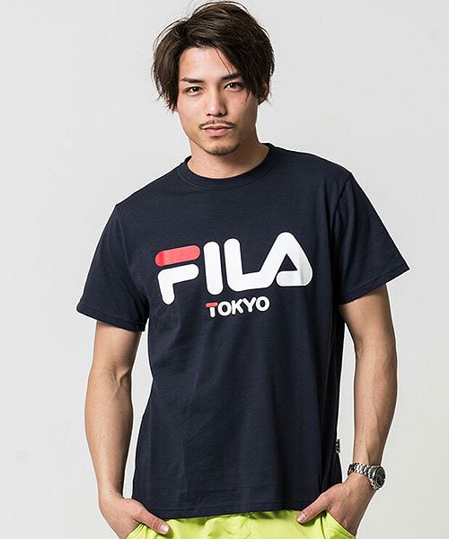 フィラ FILA FILA プリントTシャツ メンズ ブランド オシャレ トップス 半袖 FILA フィラ  半袖Tシャツ プリント ロゴ ブランド ホワイト ブラック ネイビー,20(NAVY/ネイビー)
