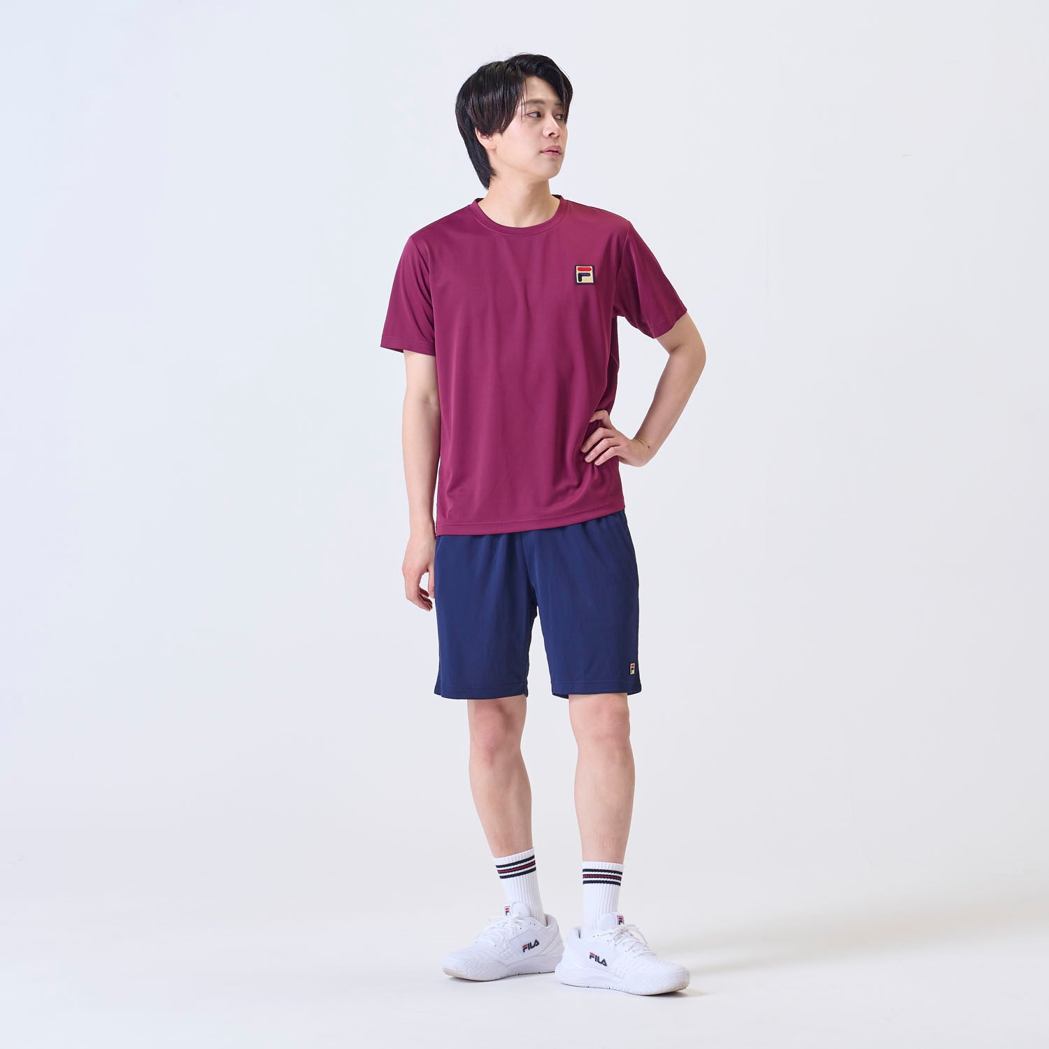 菲拉 FILA 【網球】無地 後背孔網眼 遊戲衫 男士