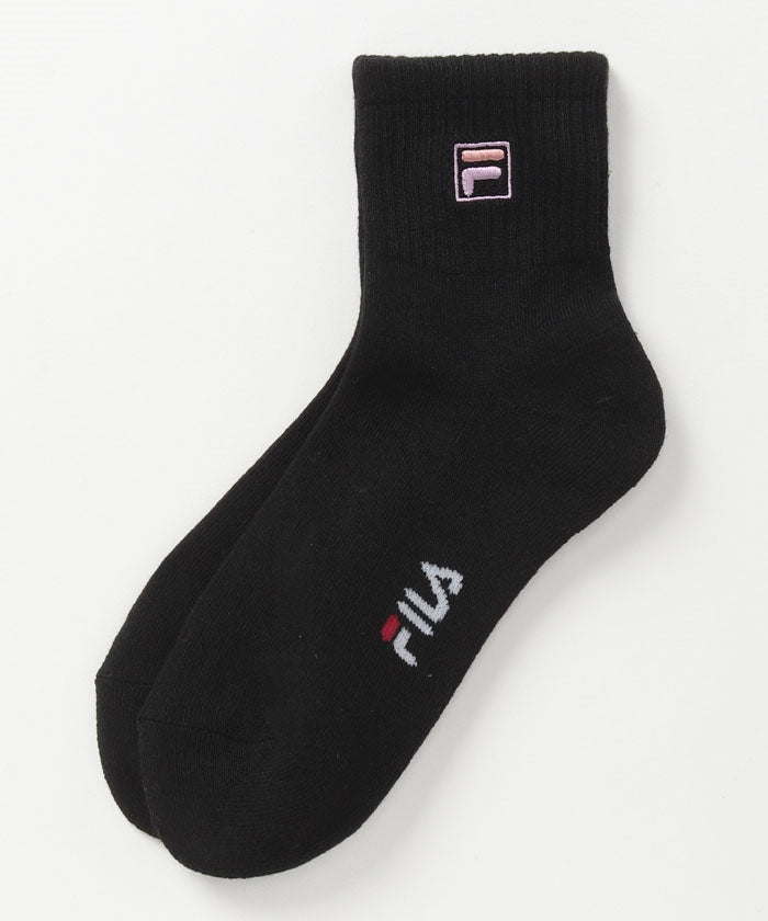 菲拉 FILA 無地 F方塊標誌 短襪 3雙組 女士