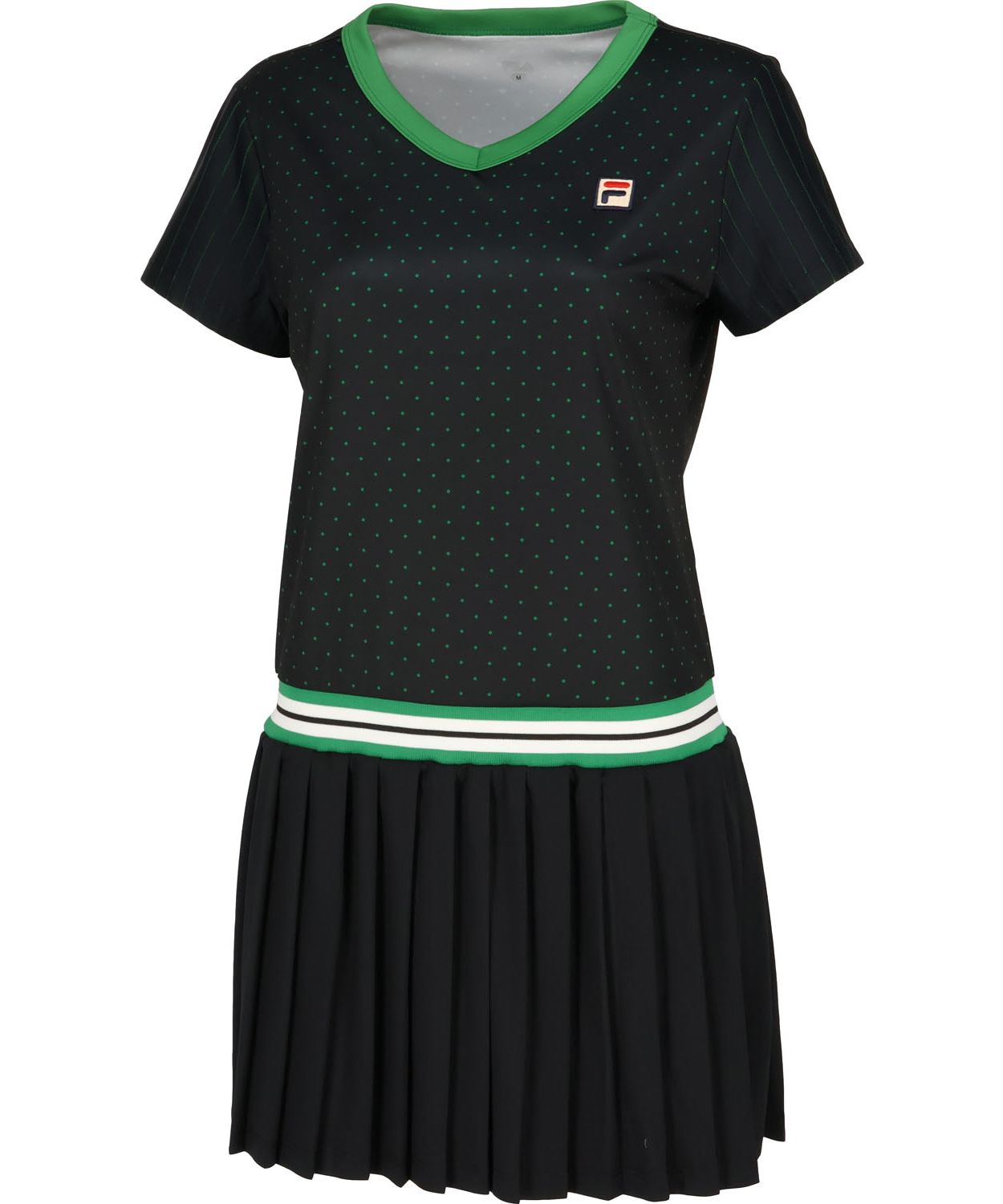 フィラ FILA 【テニス】スクエアドット Vネックワンピース レディース （ブラック） ブラック