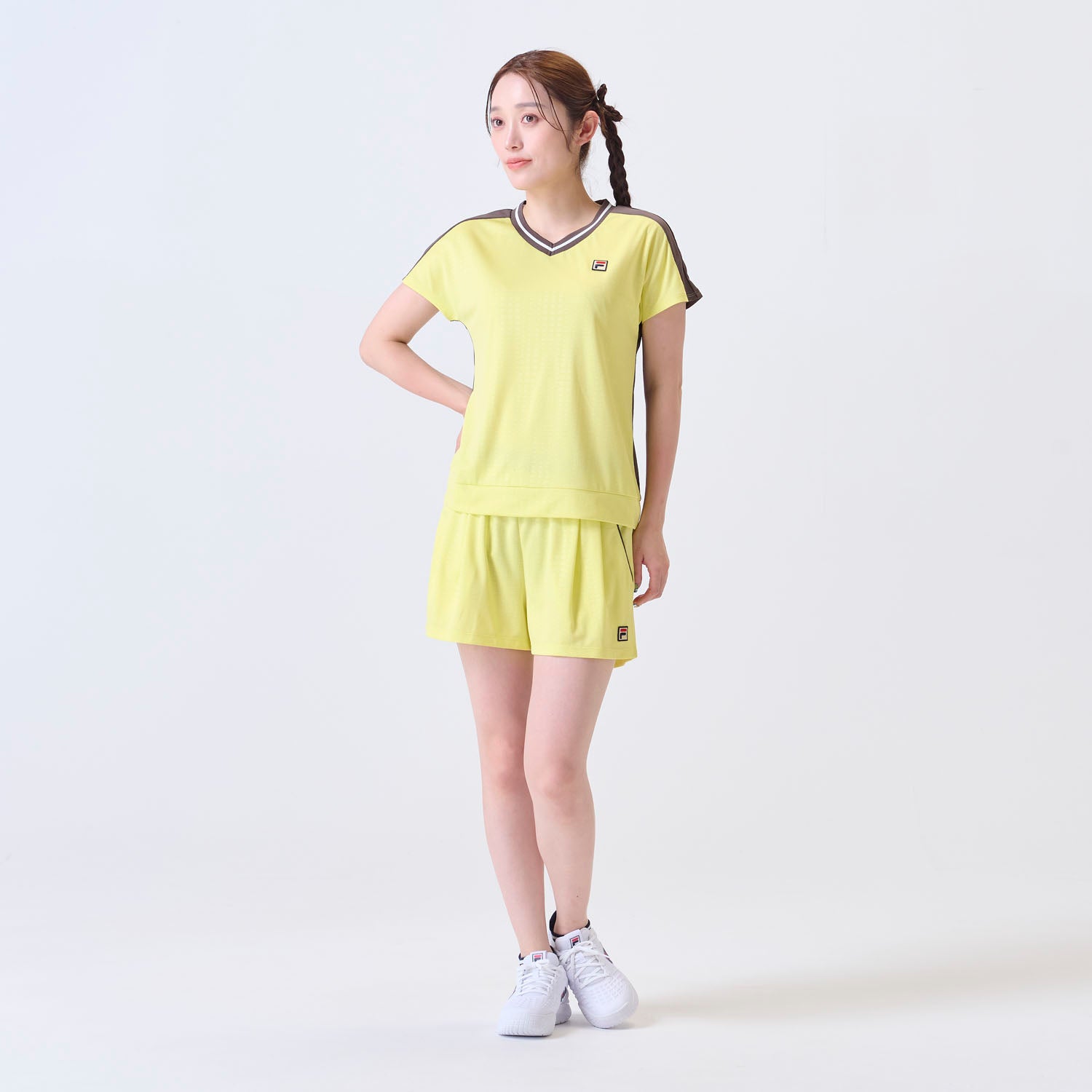 FILA 【Tennis】 Embossed Dot Mesh V-Neck Game Shirt for Women