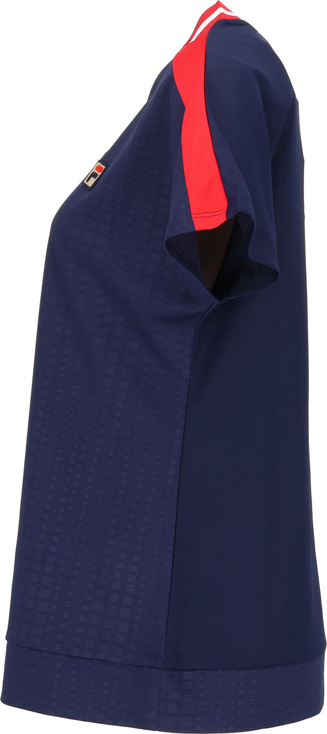 FILA 【Tennis】 Embossed Dot Mesh V-Neck Game Shirt for Women