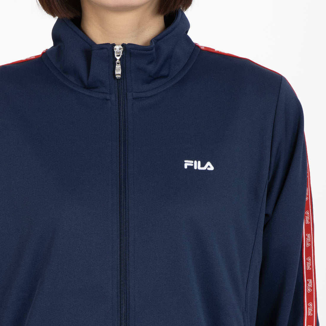 フィラ FILA ロゴテープジャージジャケット / LOGO TAPED JERSEY JACKET / カジュアルウェア / レディース （NV0） NAVY