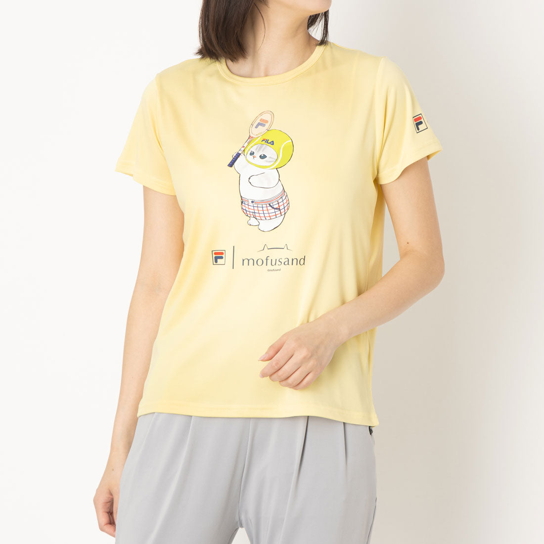 フィラ FILA FILA × mofusand・Tennis ball cat S/S T-shirts/ レディース （L.YELLOW） L.YELLOW