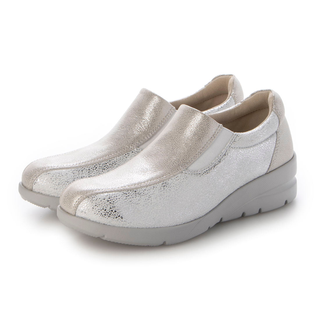 フィットジョイ FITJOY 軽量スリップオンストレッチスニーカー,WHT