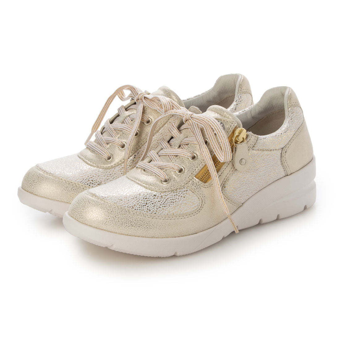 フィットジョイ FITJOY 5 eyelet 軽量ストレッチヒールアップスニーカー （GOLD） GOLD
