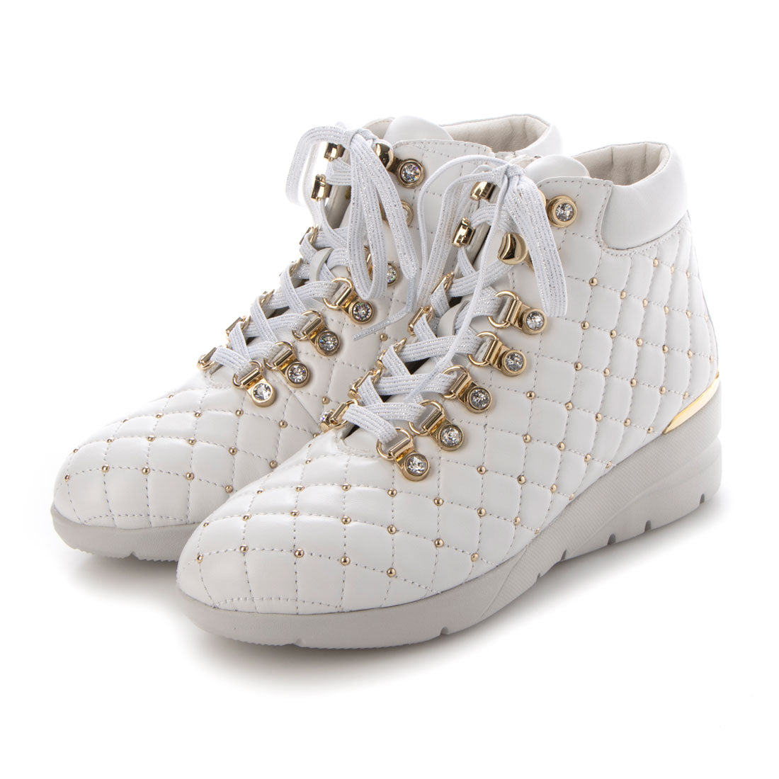 フィットジョイ FITJOY 美錠付きハイカットスニーカー,WHT