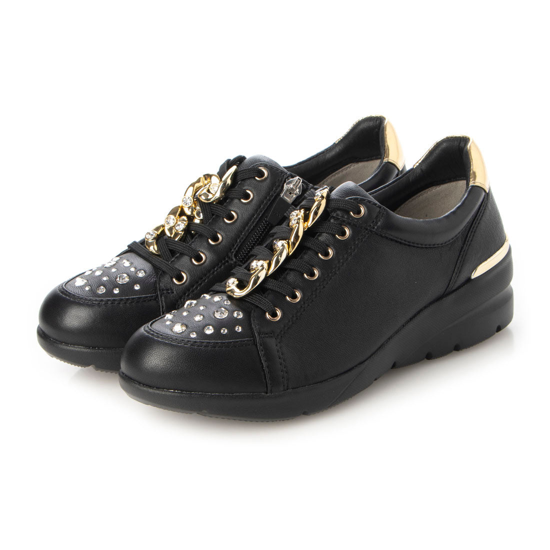 フィットジョイ FITJOY 軽量 6 eyelet スニーカー,BLK/GOLD