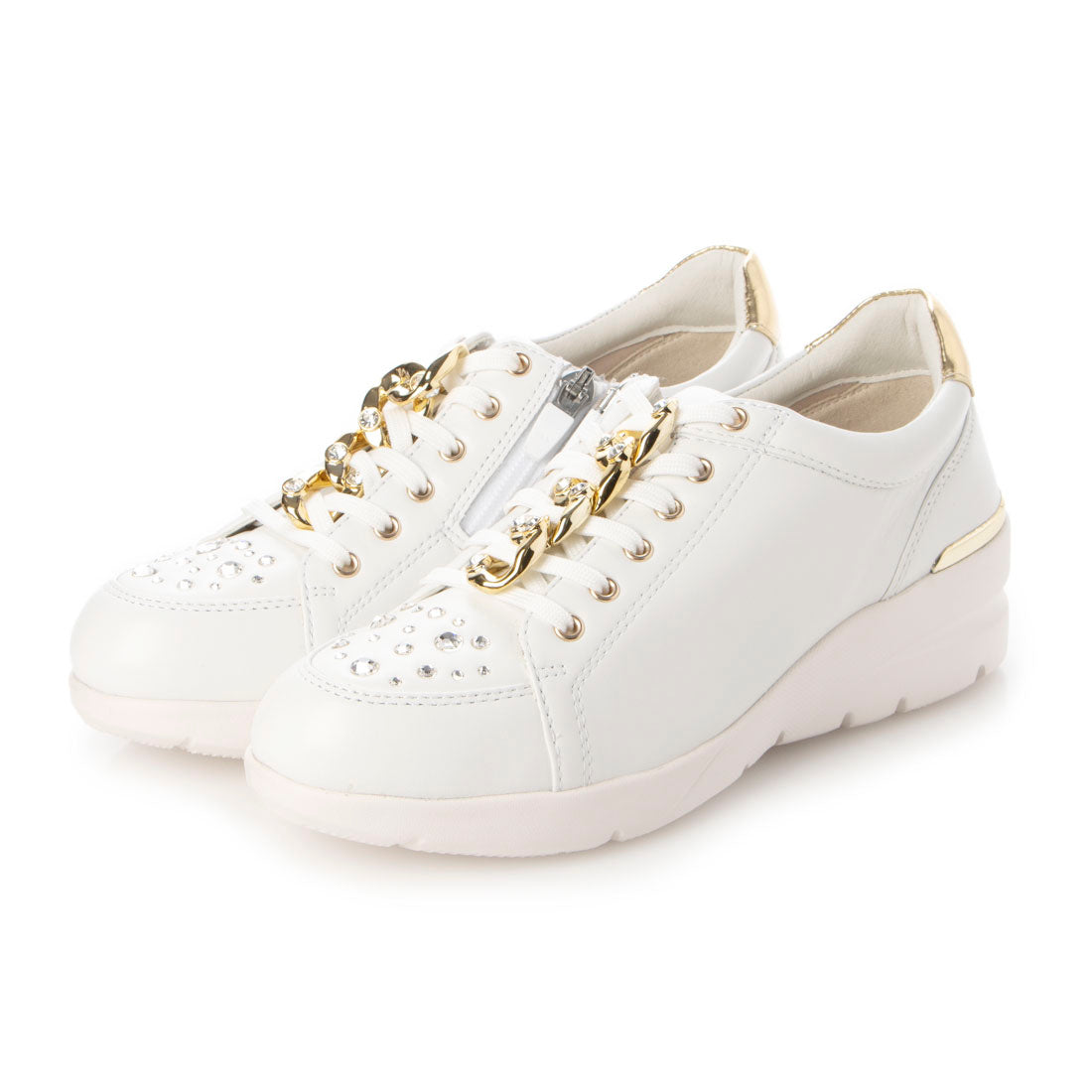 フィットジョイ FITJOY 軽量 6 eyelet スニーカー,WHT/GOLD