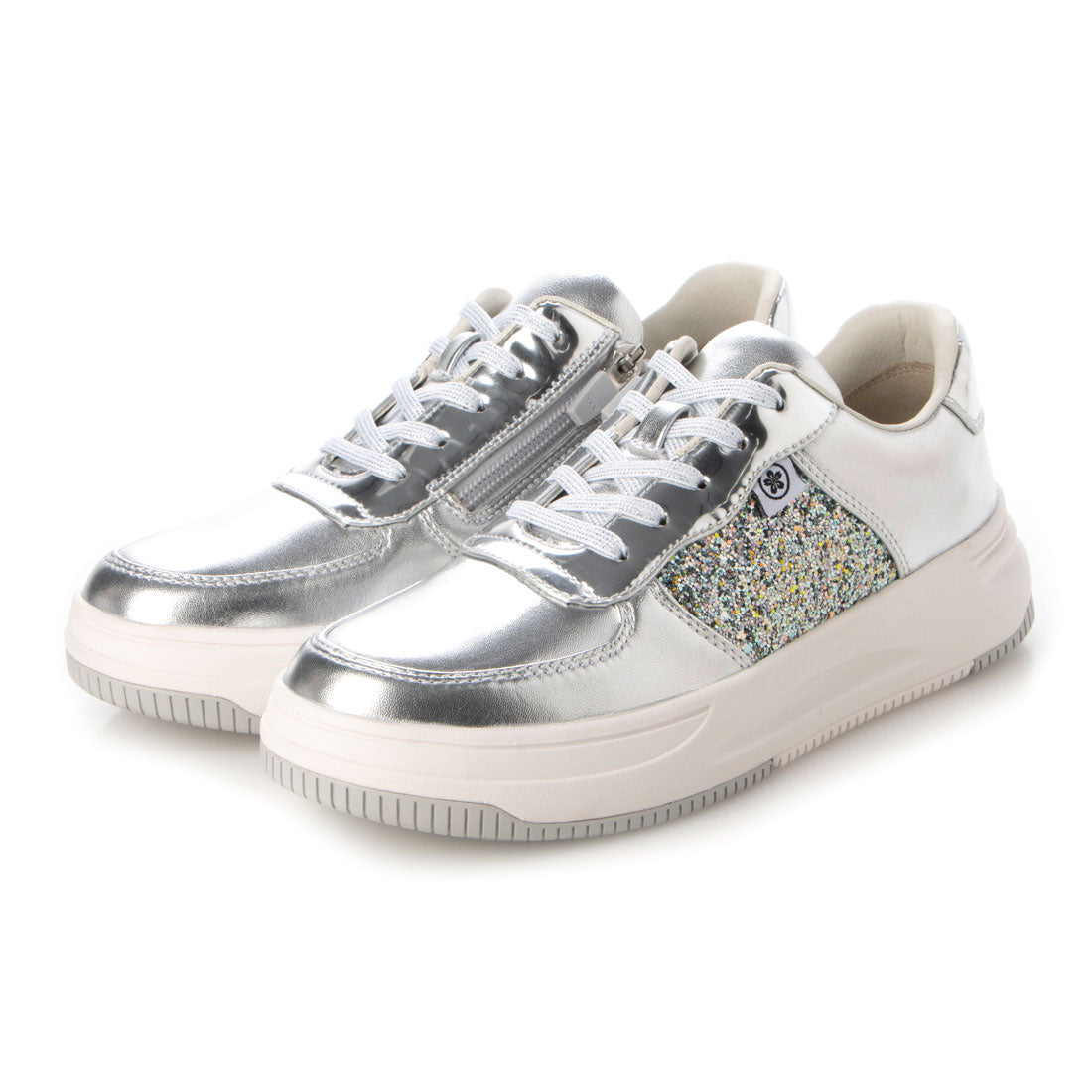 フィットジョイ FITJOY 5 eyelet グリッターコートシューズ,SILVER