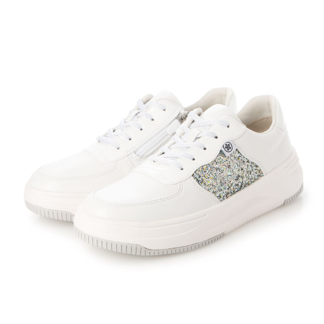 フィットジョイ FITJOY 5 eyelet グリッターコートシューズ,WHT