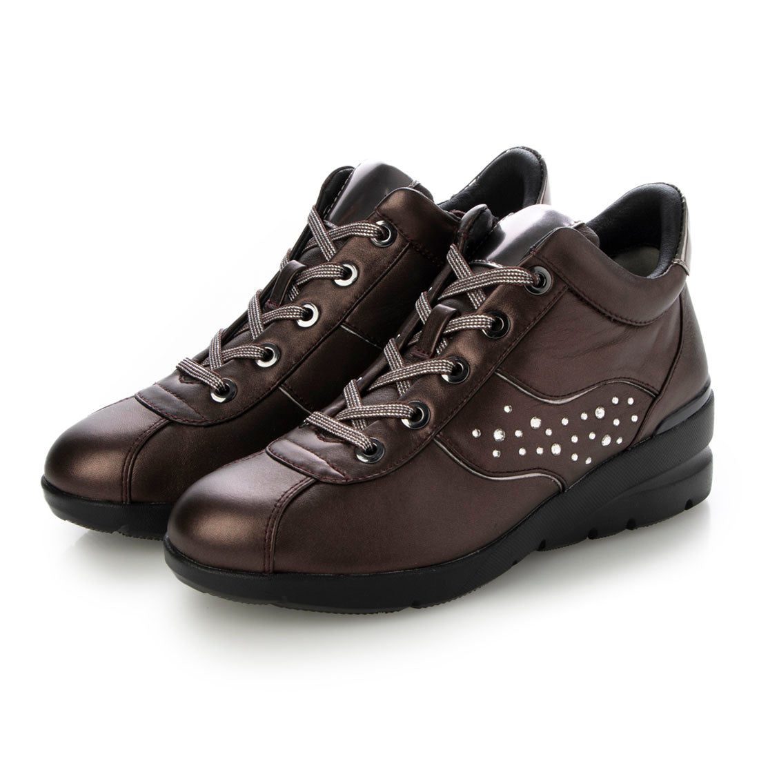 フィットジョイ FITJOY 軽量 mid cut キラキラスニーカー,P.WINE