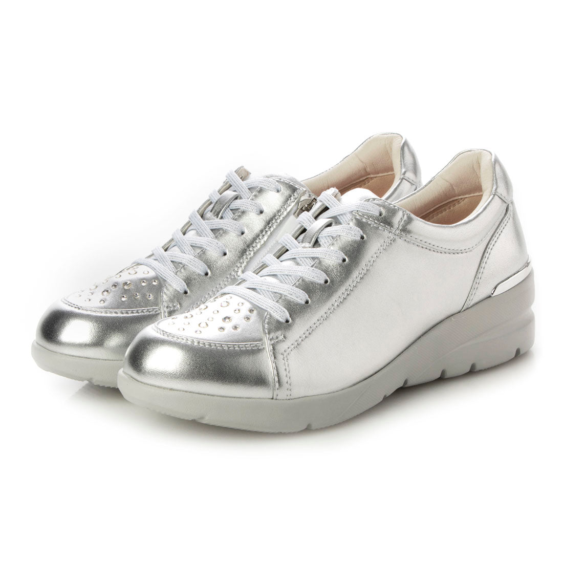 フィットジョイ FITJOY 軽量 6 eyelet キラキラスニーカー,SLV/GRY