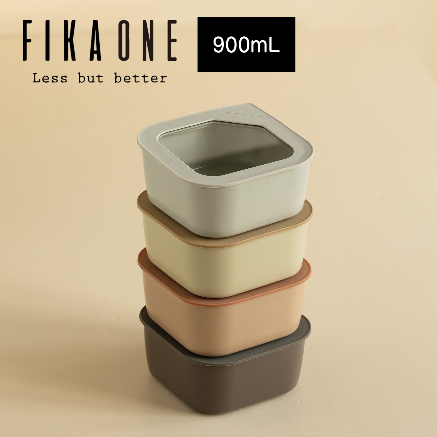フィカ FIKA FIKAONE 陶磁器製食品保存容器900ml 四角タイプ 【返品不可商品】 （ローズピンク） ローズピンク