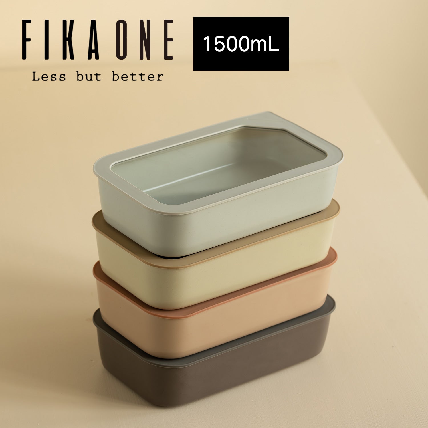 フィカ FIKA FIKAONE 陶磁器製食品保存容器1500ml 四角タイプ 【返品不可商品】 （フォレストグレー） フォレストグレー