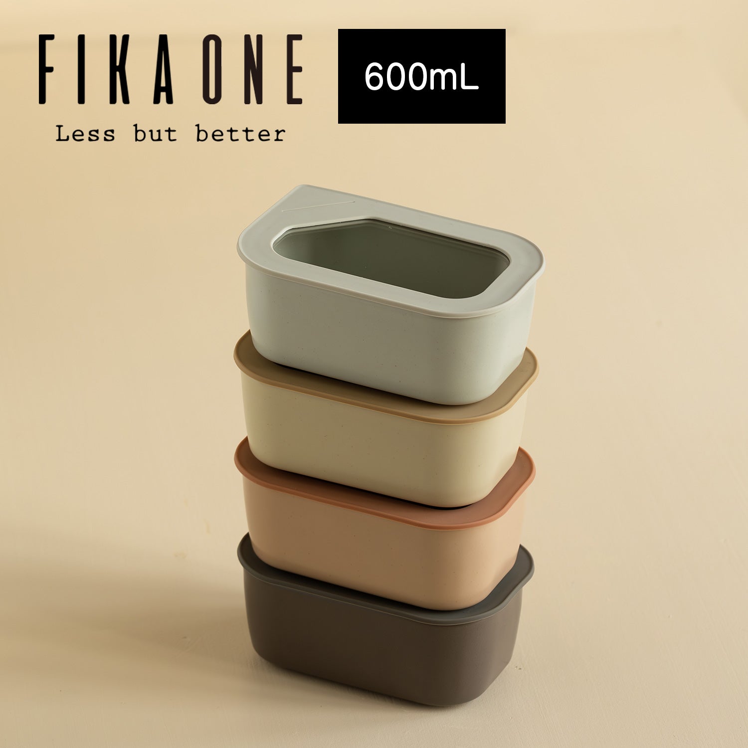 フィカ FIKA FIKAONE 陶磁器製食品保存容器600ml 四角タイプ 【返品不可商品】 （フォレストグレー） フォレストグレー
