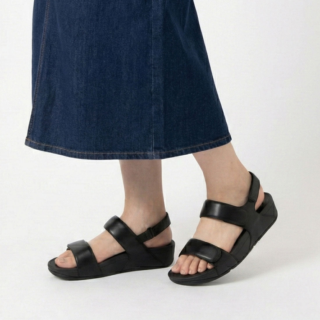 フィットフロップ fitflop LULU ADJUSTABLE LEATHER BACK-STRAP SANDALS （All Black） All Black