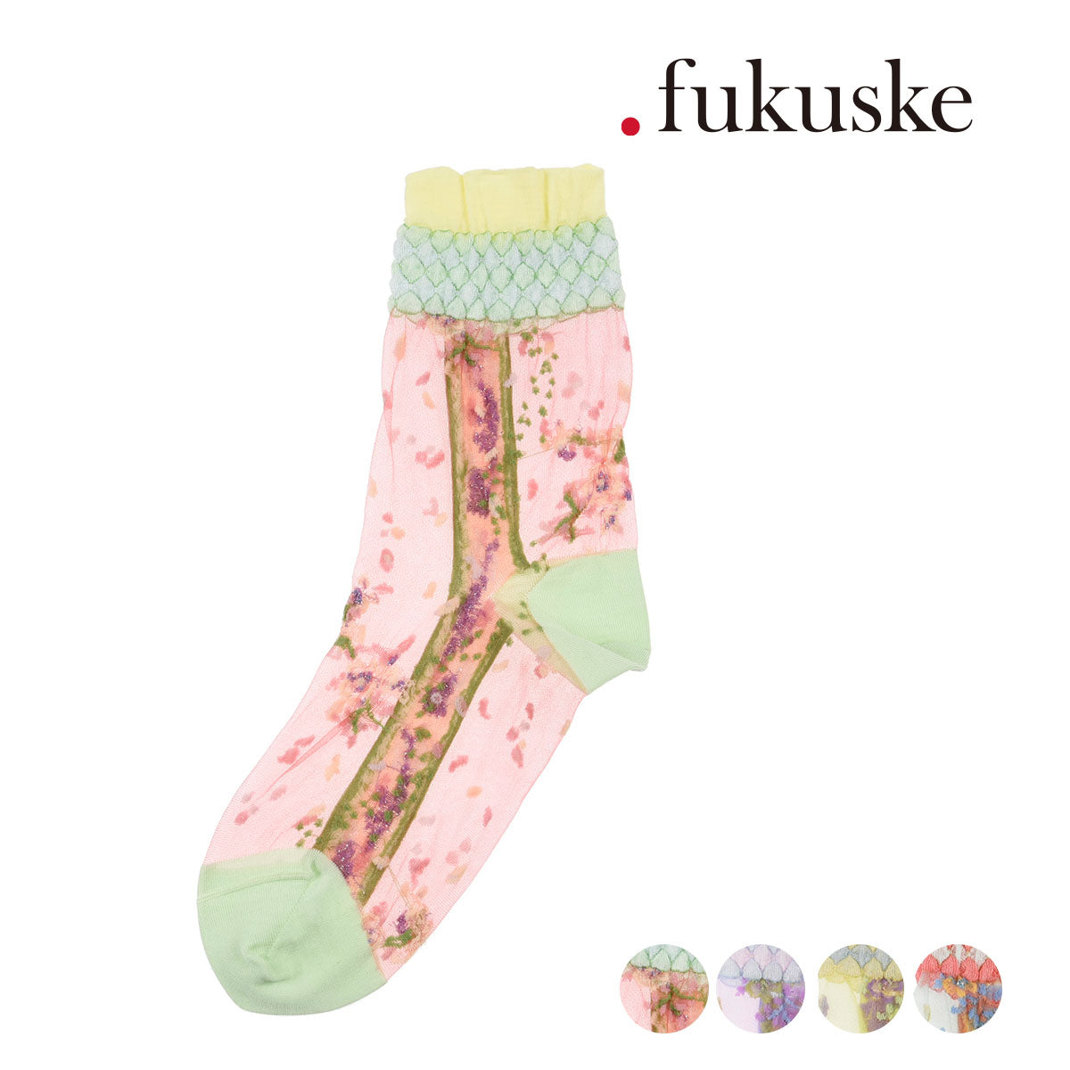 點點福助 .fukusuke .fukuske 跑著跑著跑著 花紋 透明 鞋頭加強加工 鞋頭跟：光澤的