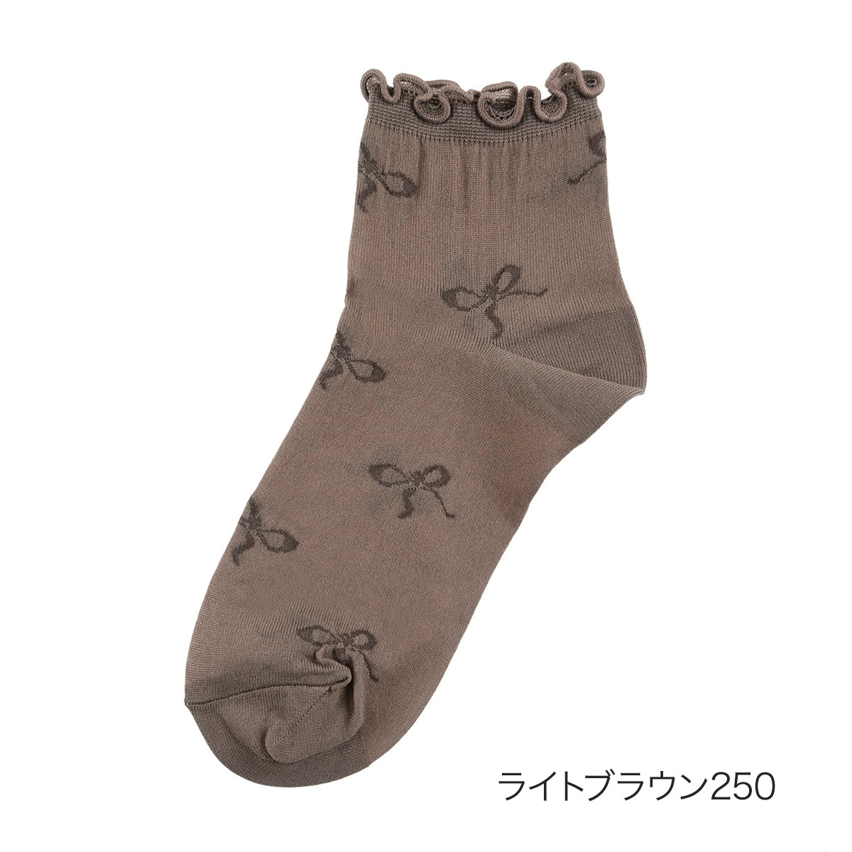 フクスケ ファン fukuske FUN 福助 【fukuske FUN(フクスケファン)】 靴下 femieu リボン柄 ショート丈 つま先かかと補強(3162-64N)婦人 女性 レディース フクスケ fukuske ふくすけ （ライトブラウン250） ライトブラウン250