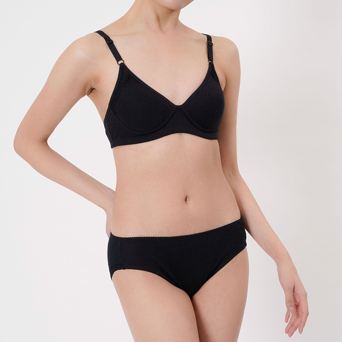 キハダ kihada 福助 【kihada(キハダ)】 モールドブラジャー 無地 一部レース リブ (75-3045)婦人 女性 レディース フクスケ fukuske ふくすけ （スイートホワイト021） スイートホワイト021