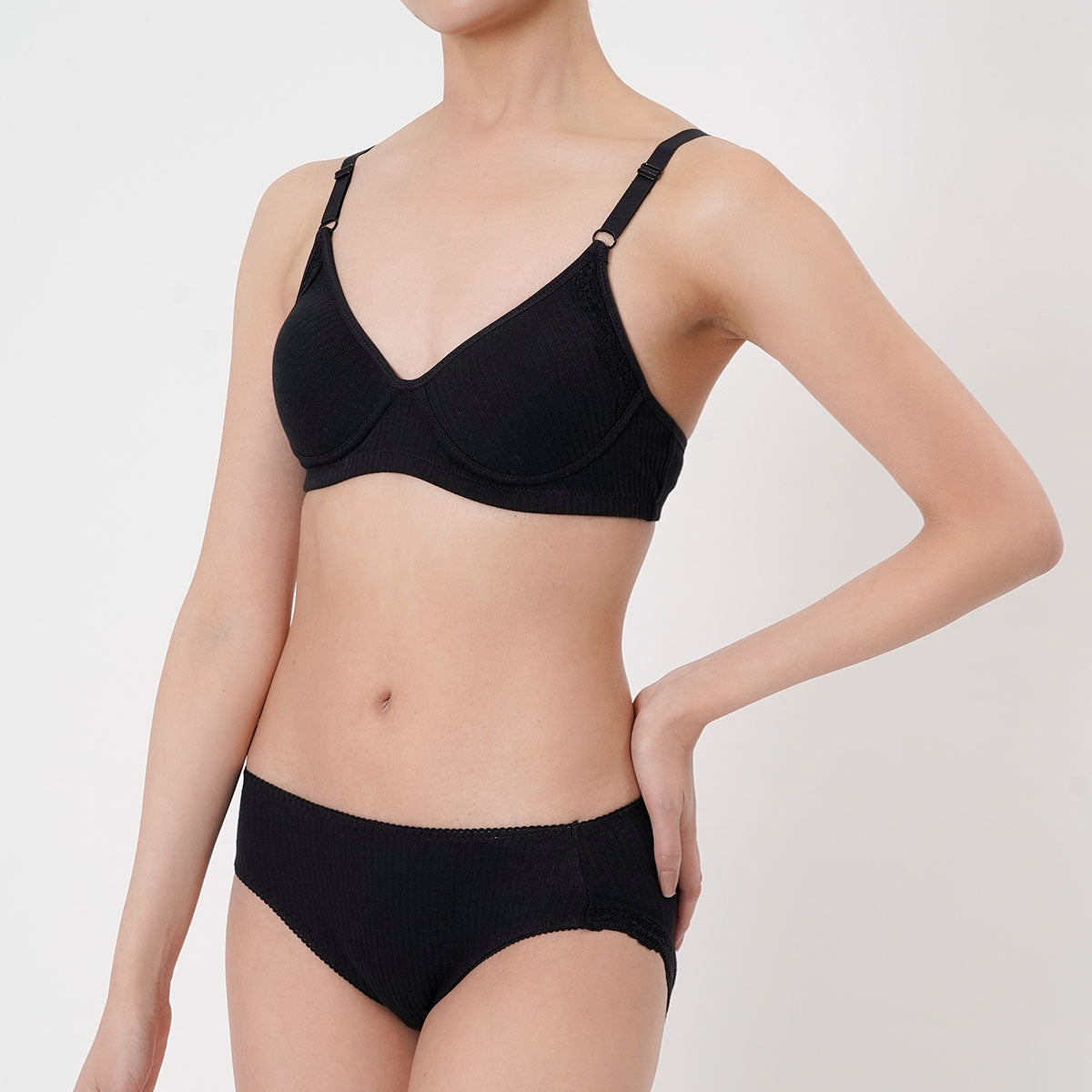 キハダ kihada 福助 【kihada(キハダ)】 モールドブラジャー 無地 一部レース リブ (75-3045)婦人 女性 レディース フクスケ fukuske ふくすけ （スイートホワイト021） スイートホワイト021