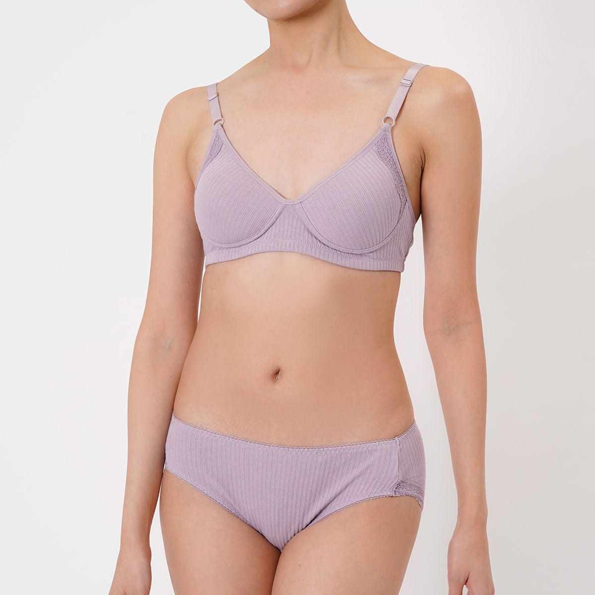 キハダ kihada 福助 【kihada(キハダ)】 モールドブラジャー 無地 一部レース リブ LLサイズ(75-3045)婦人 女性 レディース フクスケ fukuske ふくすけ （Nパープル850） Nパープル850