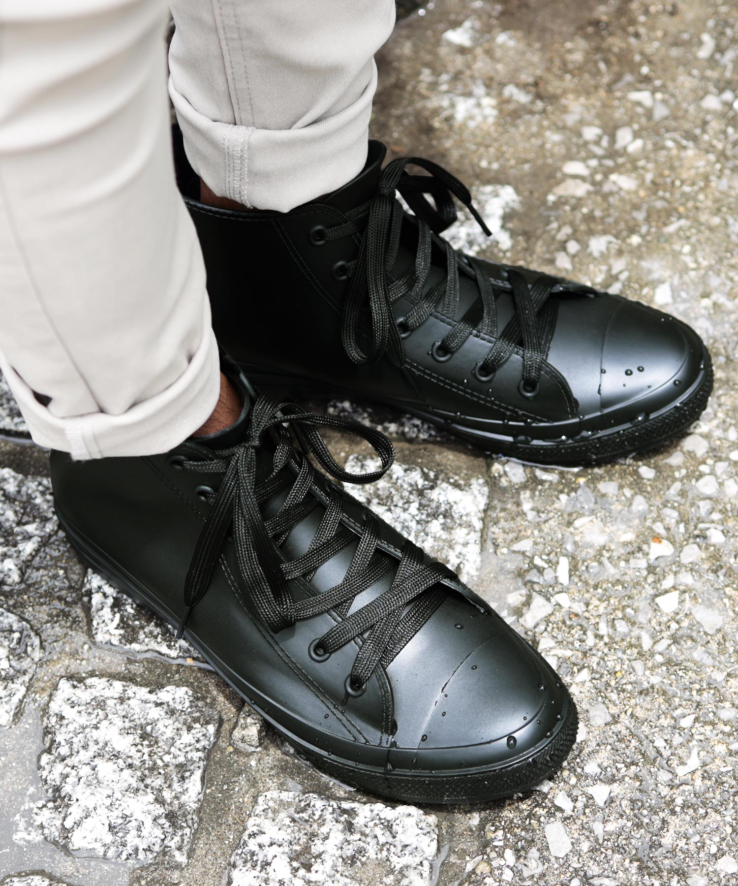 JIGGYS SHOP Mid-Cut Rain Shoes / Rain Boots Rain Shoes Long Boots High-Cut Men's Sneakers