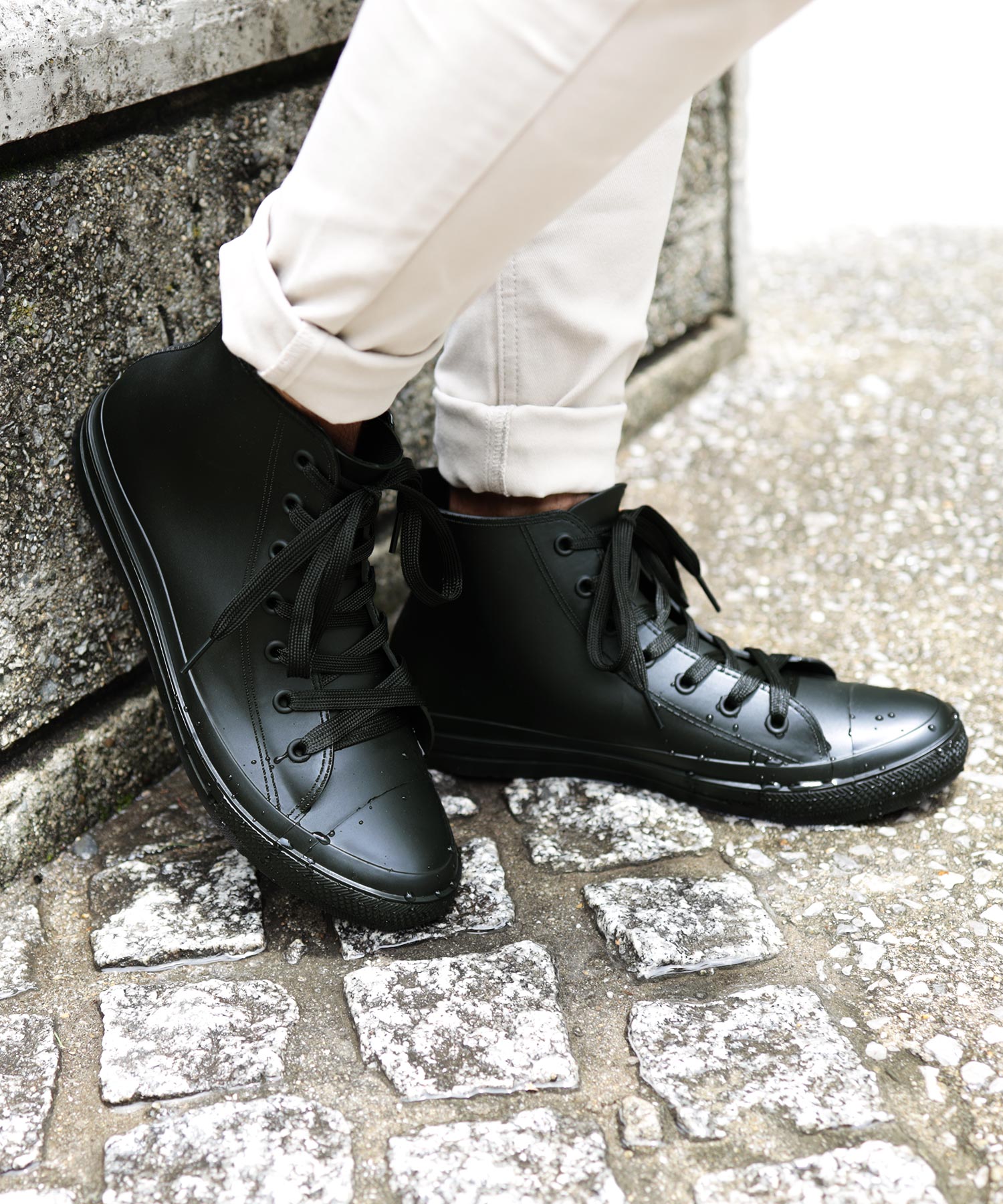 JIGGYS SHOP Mid-Cut Rain Shoes / Rain Boots Rain Shoes Long Boots High-Cut Men's Sneakers