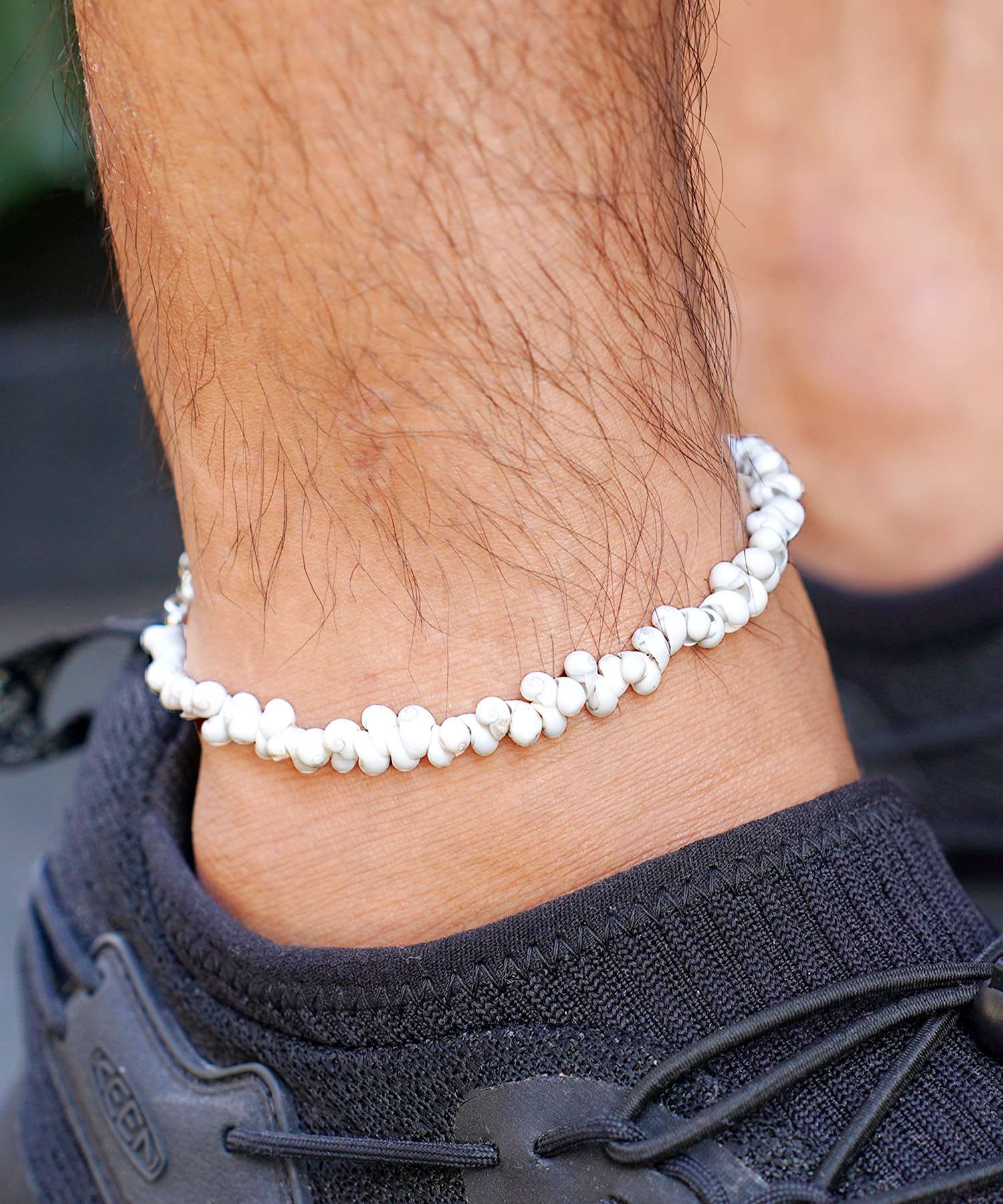 JIGGYS SHOP White Stone Anklet / Men's Simple Anklet Couple Pair Bracelet Ankle Summer Sea Pool Beach Resort White Shell