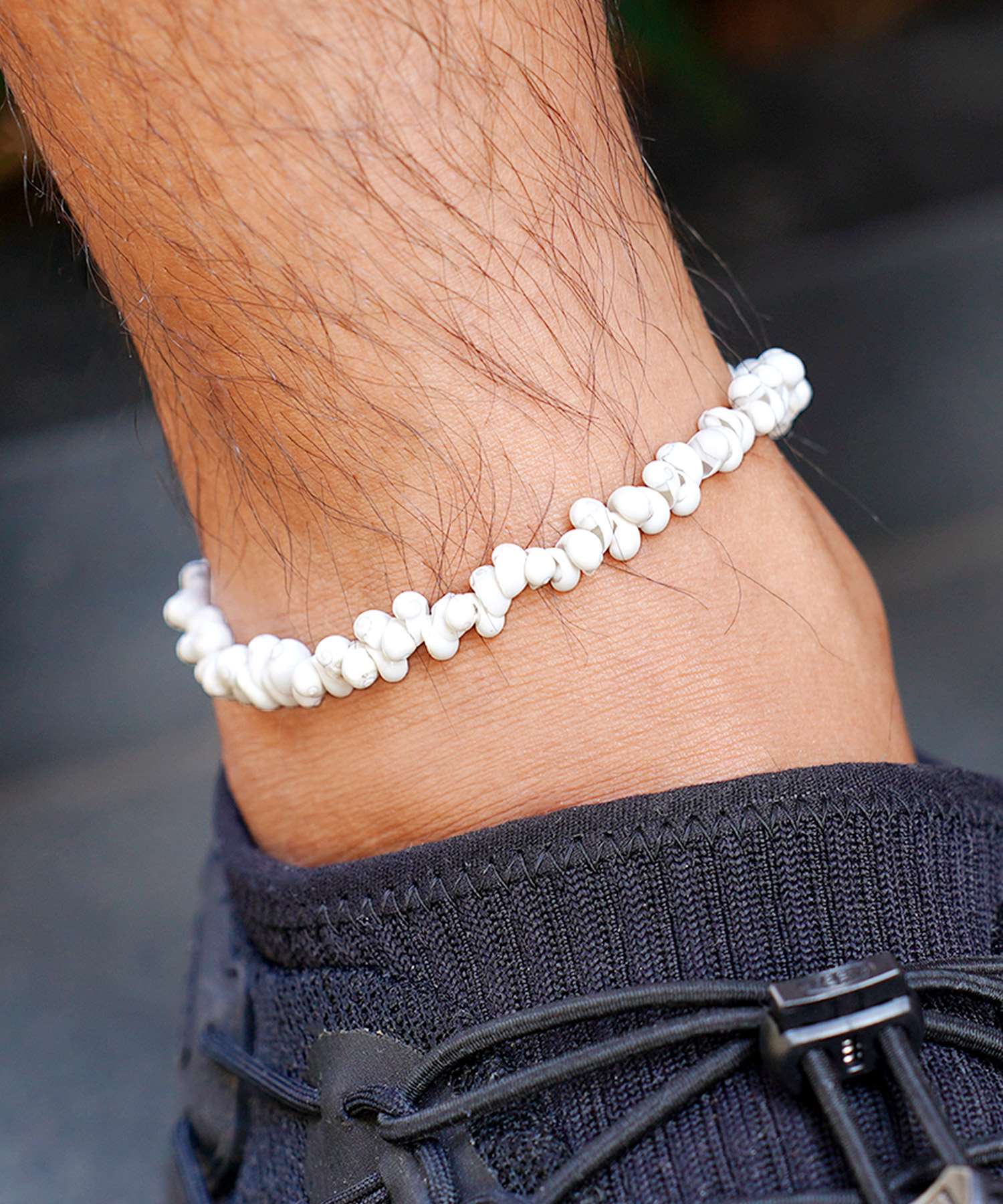 JIGGYS SHOP White Stone Anklet / Men's Simple Anklet Couple Pair Bracelet Ankle Summer Sea Pool Beach Resort White Shell