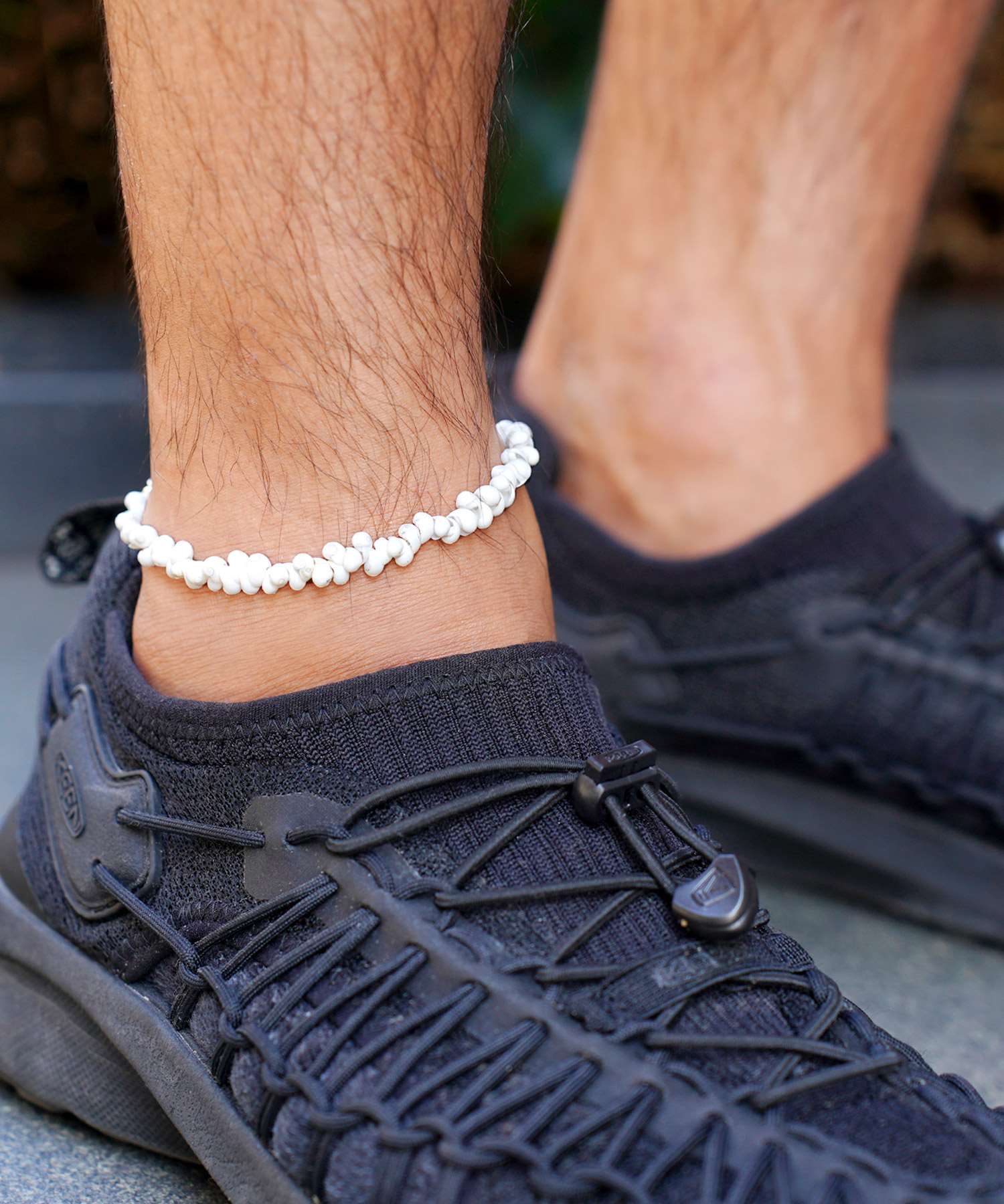 JIGGYS SHOP White Stone Anklet / Men's Simple Anklet Couple Pair Bracelet Ankle Summer Sea Pool Beach Resort White Shell