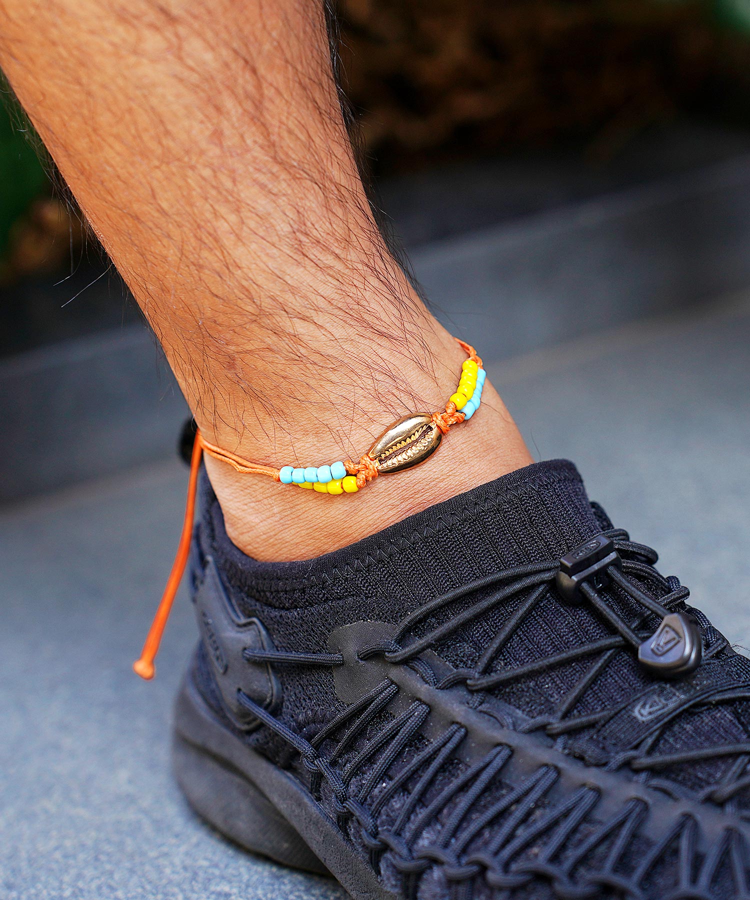 JIGGYS SHOP Metal Shell × Orange Anklet / Anklet Men Simple Brand Couple Pair Bracelet Ankle