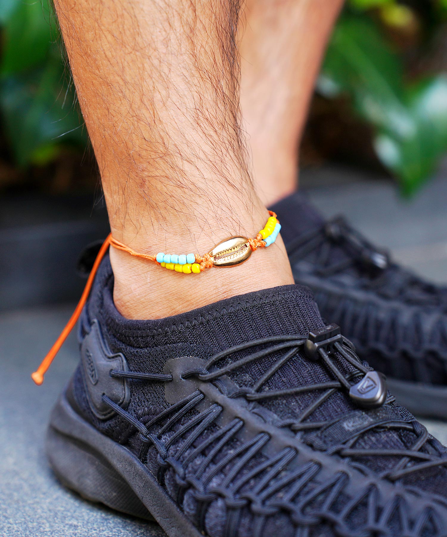 JIGGYS SHOP Metal Shell × Orange Anklet / Anklet Men Simple Brand Couple Pair Bracelet Ankle