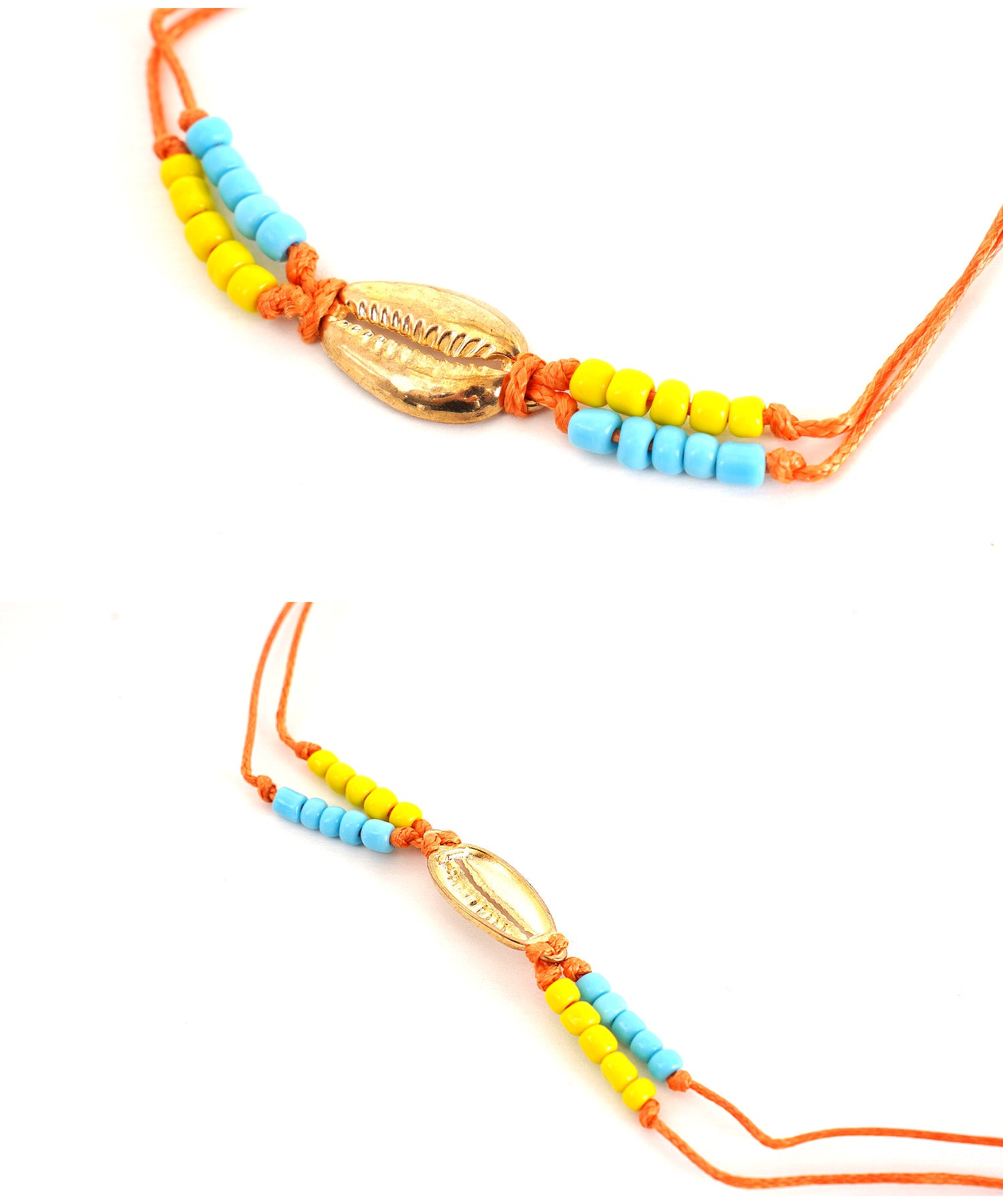 JIGGYS SHOP Metal Shell × Orange Anklet / Anklet Men Simple Brand Couple Pair Bracelet Ankle