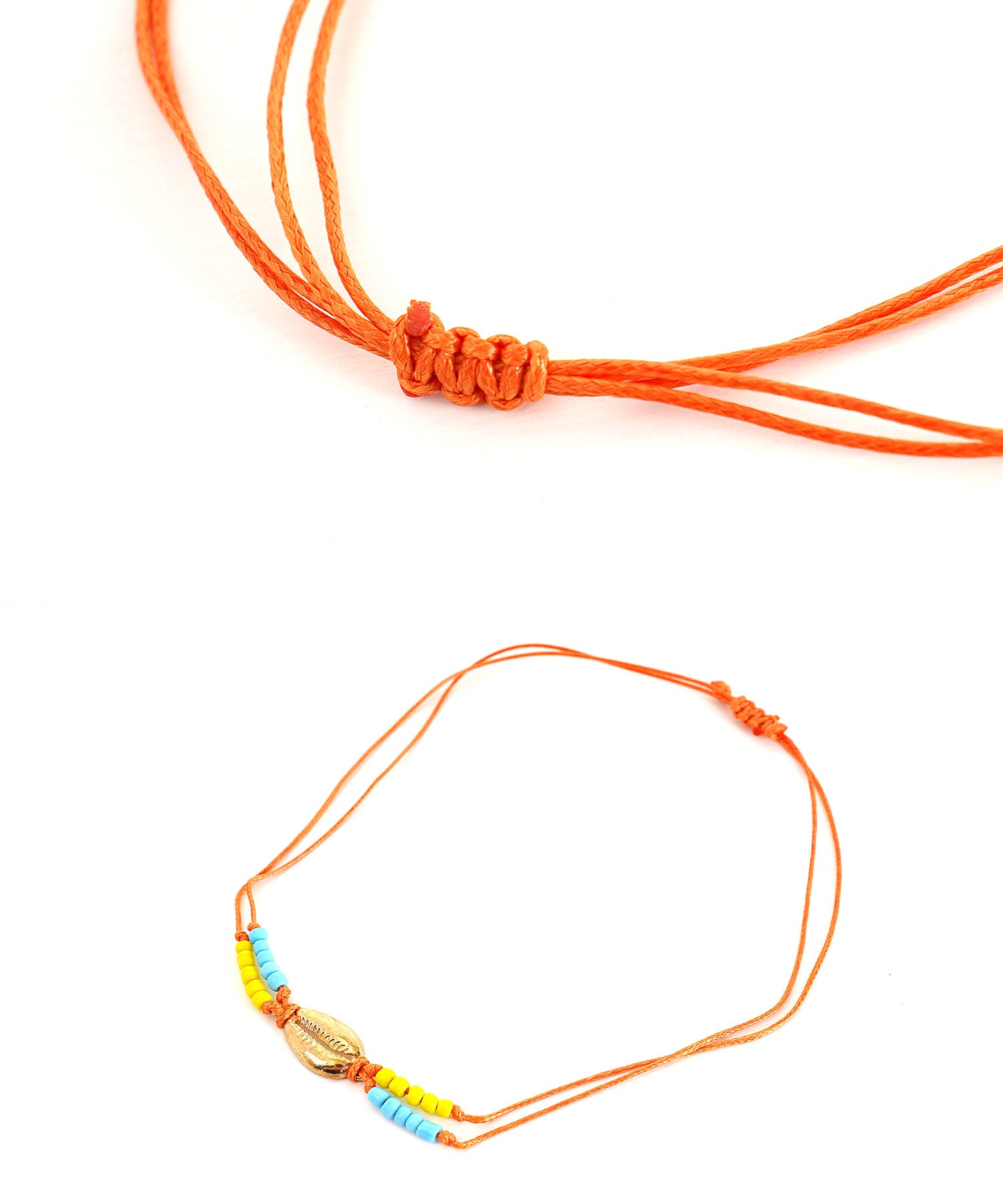 JIGGYS SHOP Metal Shell × Orange Anklet / Anklet Men Simple Brand Couple Pair Bracelet Ankle