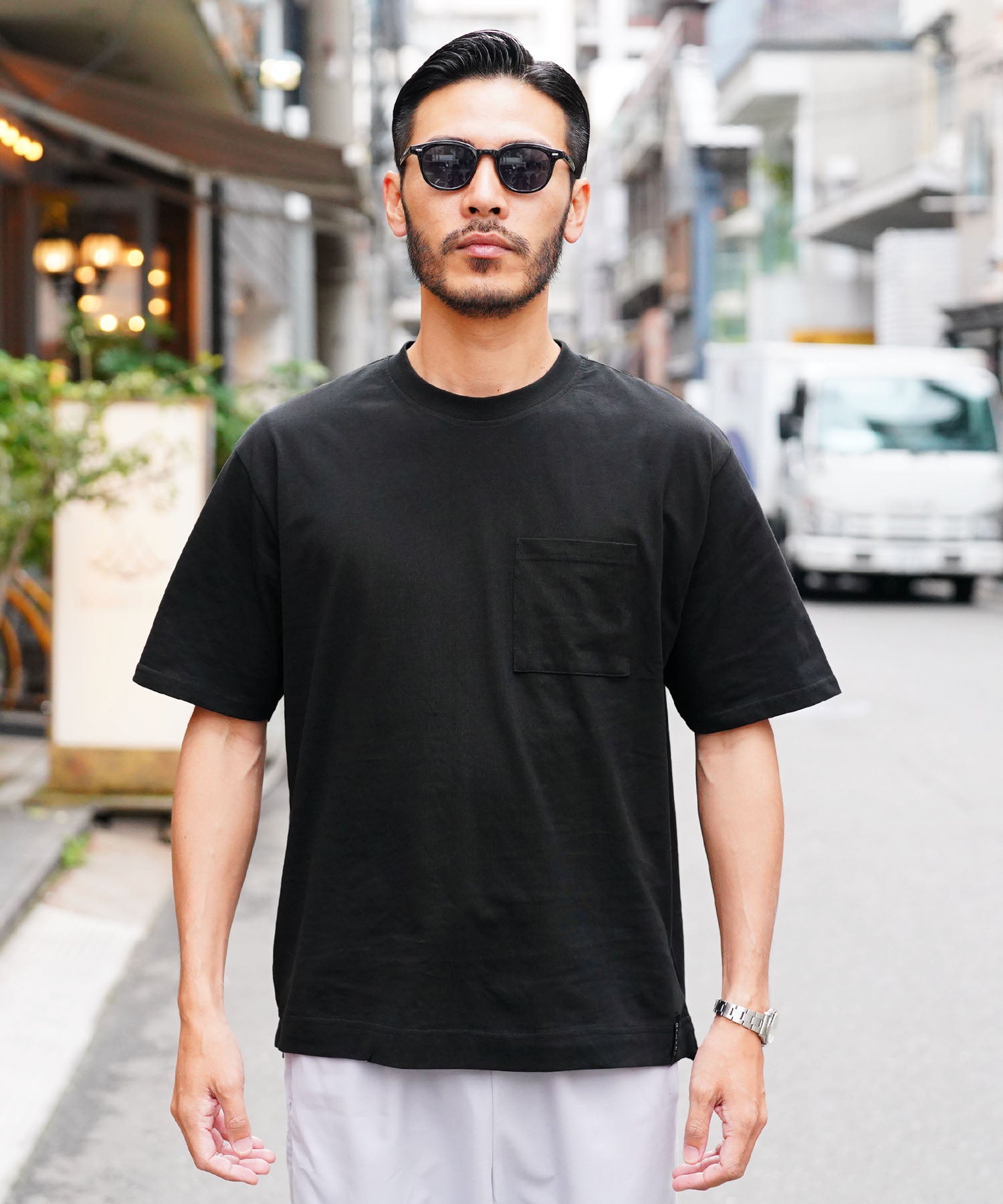 JIGGYS SHOP Crew Neck Plain T-Shirt with Pocket / Pocket T-Shirt for Men Short Sleeve Cut and Sew Slim Fit Top Inner