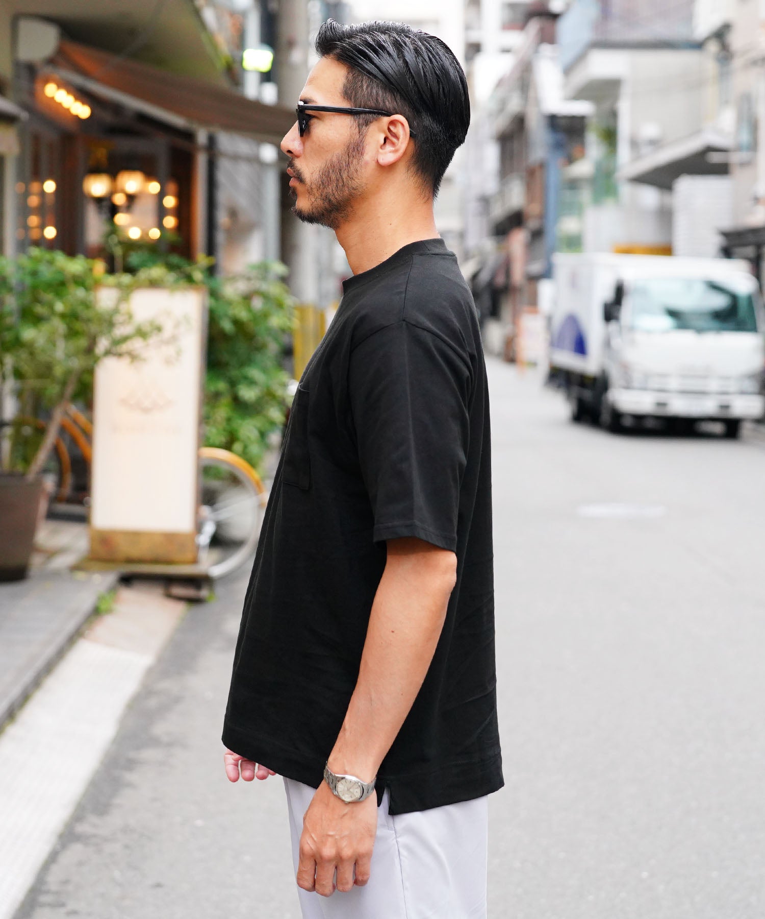JIGGYS SHOP Crew Neck Plain T-Shirt with Pocket / Pocket T-Shirt for Men Short Sleeve Cut and Sew Slim Fit Top Inner