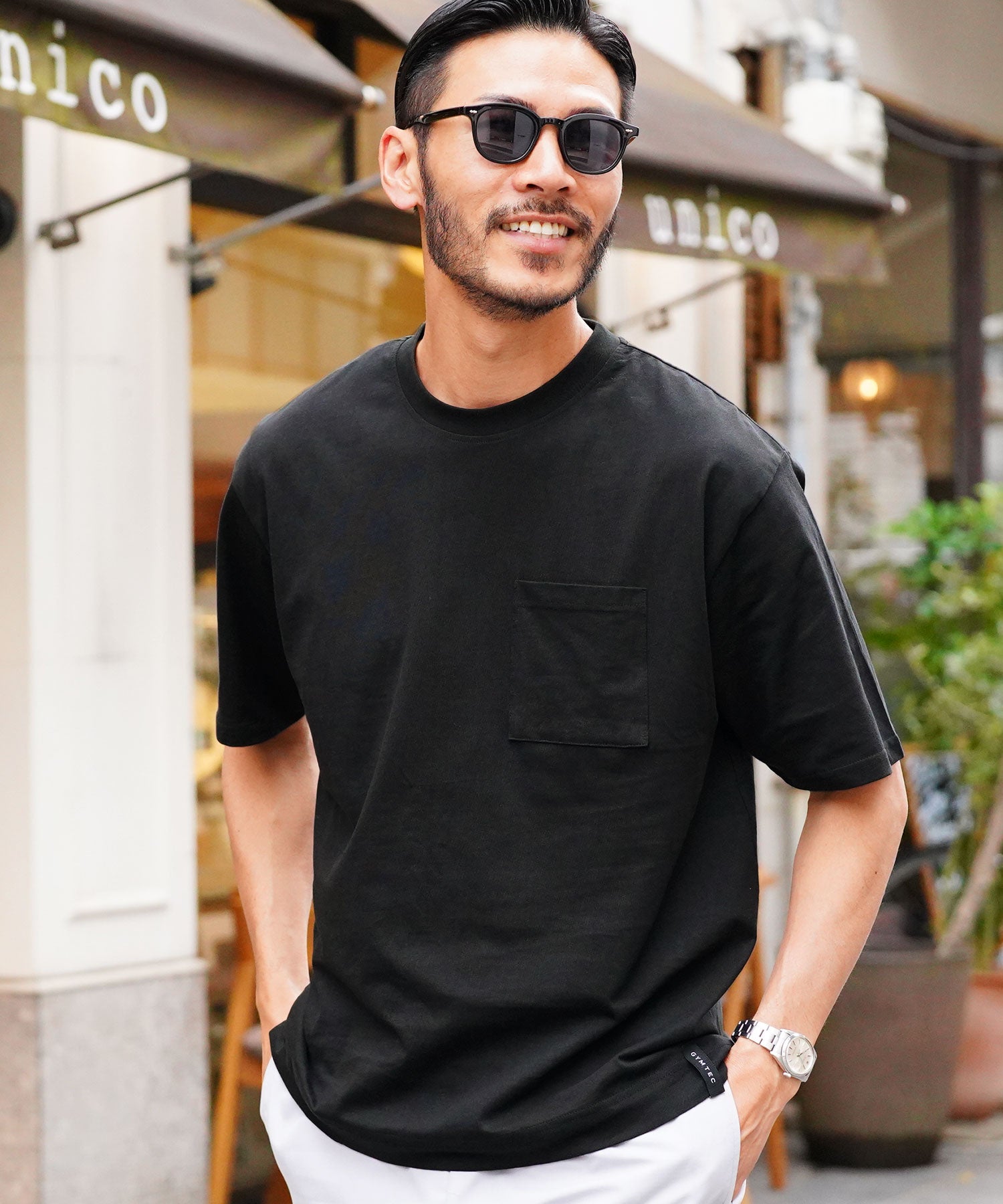 JIGGYS SHOP Crew Neck Plain T-Shirt with Pocket / Pocket T-Shirt for Men Short Sleeve Cut and Sew Slim Fit Top Inner