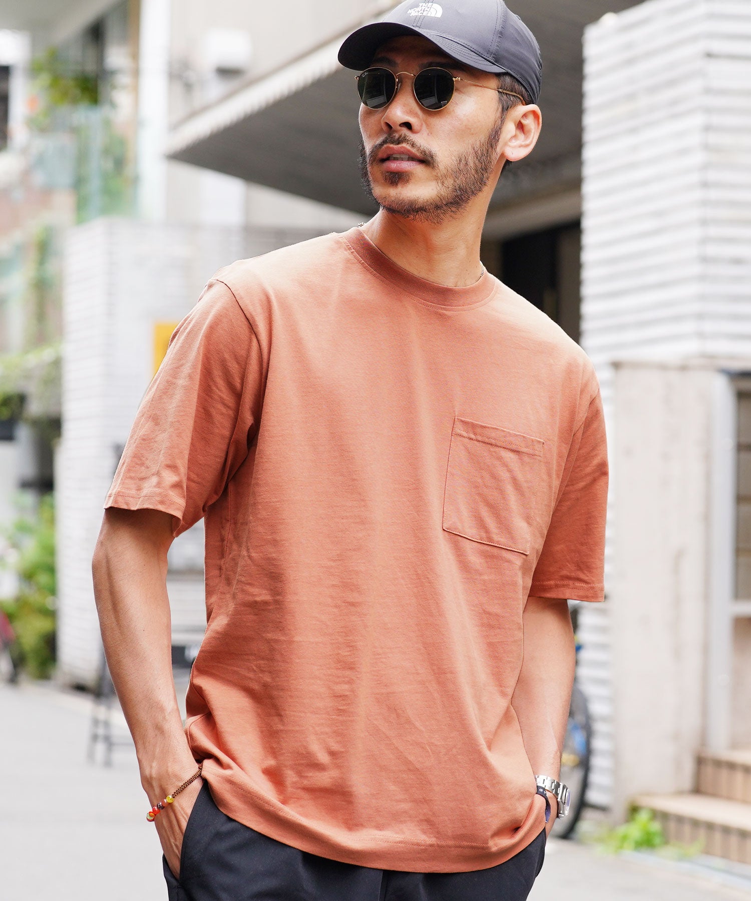 JIGGYS SHOP Crew Neck Plain T-Shirt with Pocket / Pocket T-Shirt for Men Short Sleeve Cut and Sew Slim Fit Top Inner