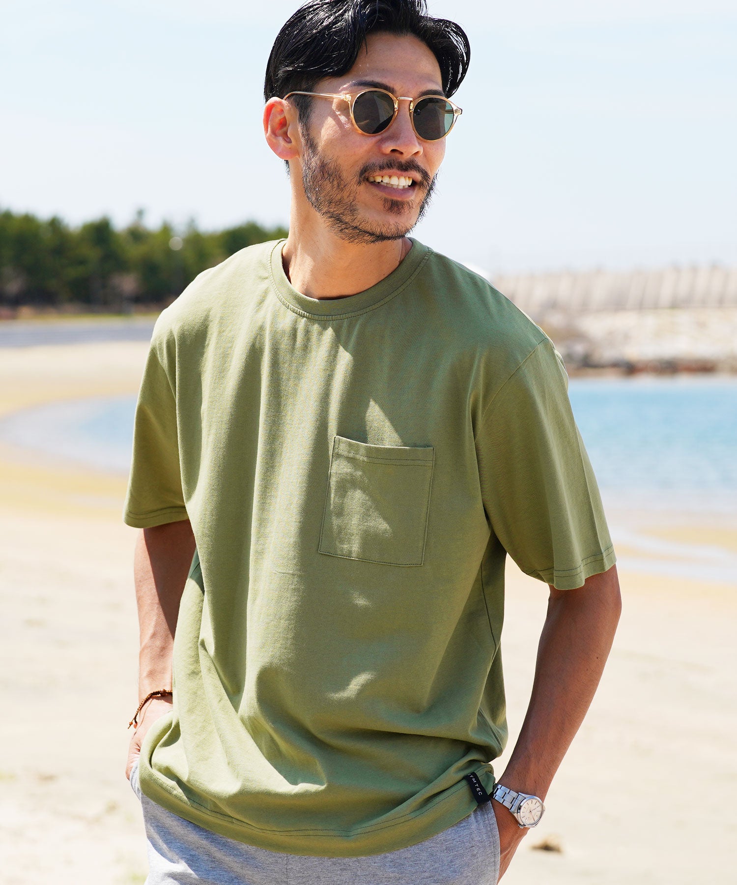 JIGGYS SHOP Crew Neck Plain T-Shirt with Pocket / Pocket T-Shirt for Men Short Sleeve Cut and Sew Slim Fit Top Inner